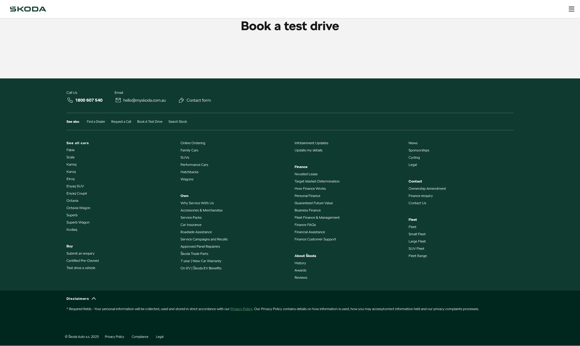 Screenshot of www.skoda.com.au
