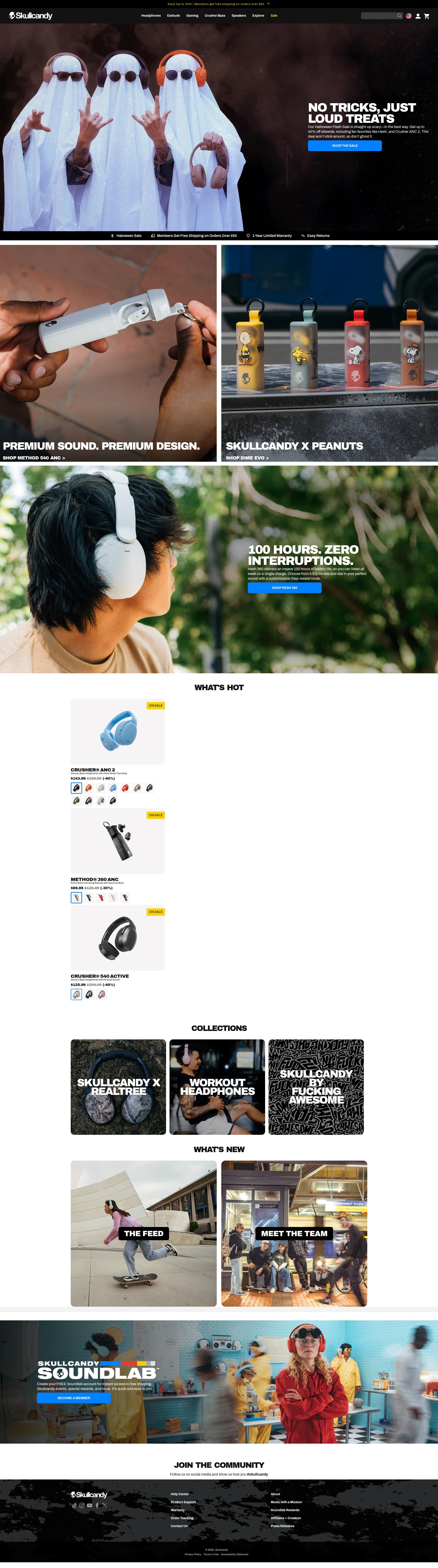 Screenshot of www.skullcandy.com