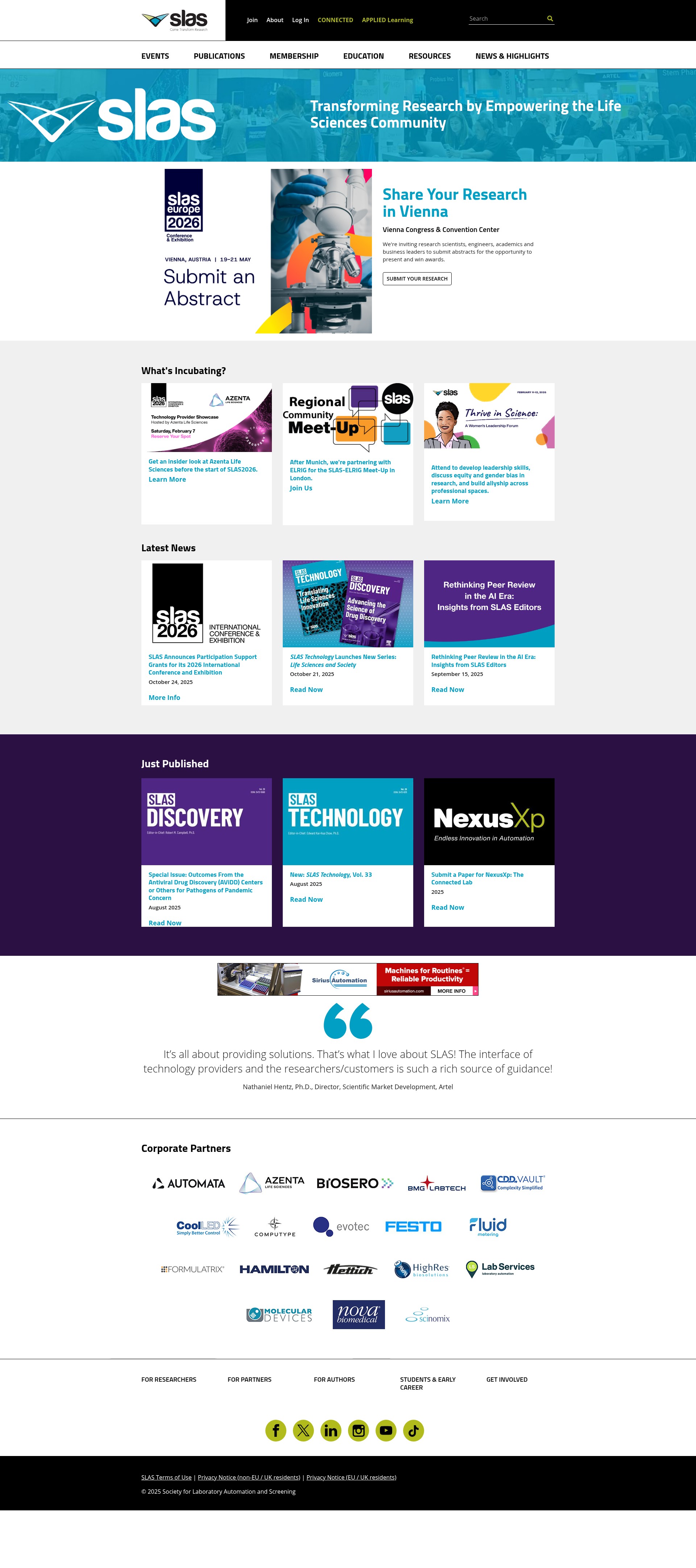 Screenshot of www.slas.org