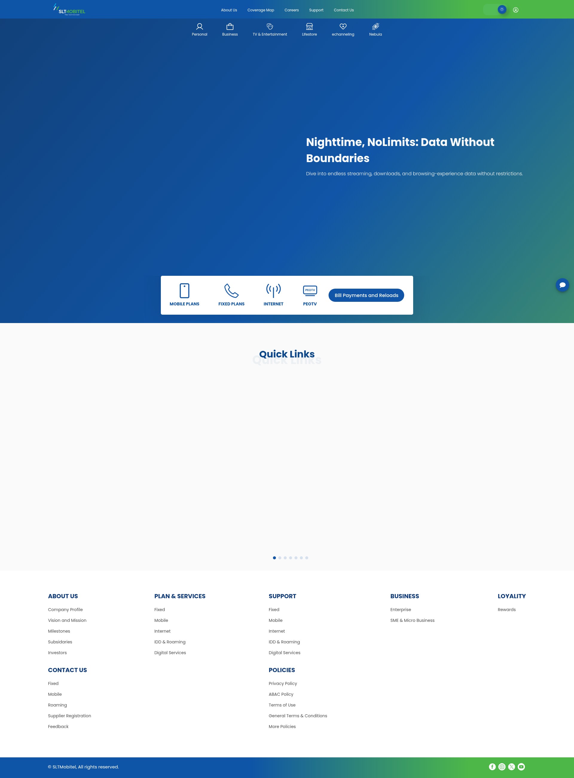 Screenshot of www.sltmobitel.lk