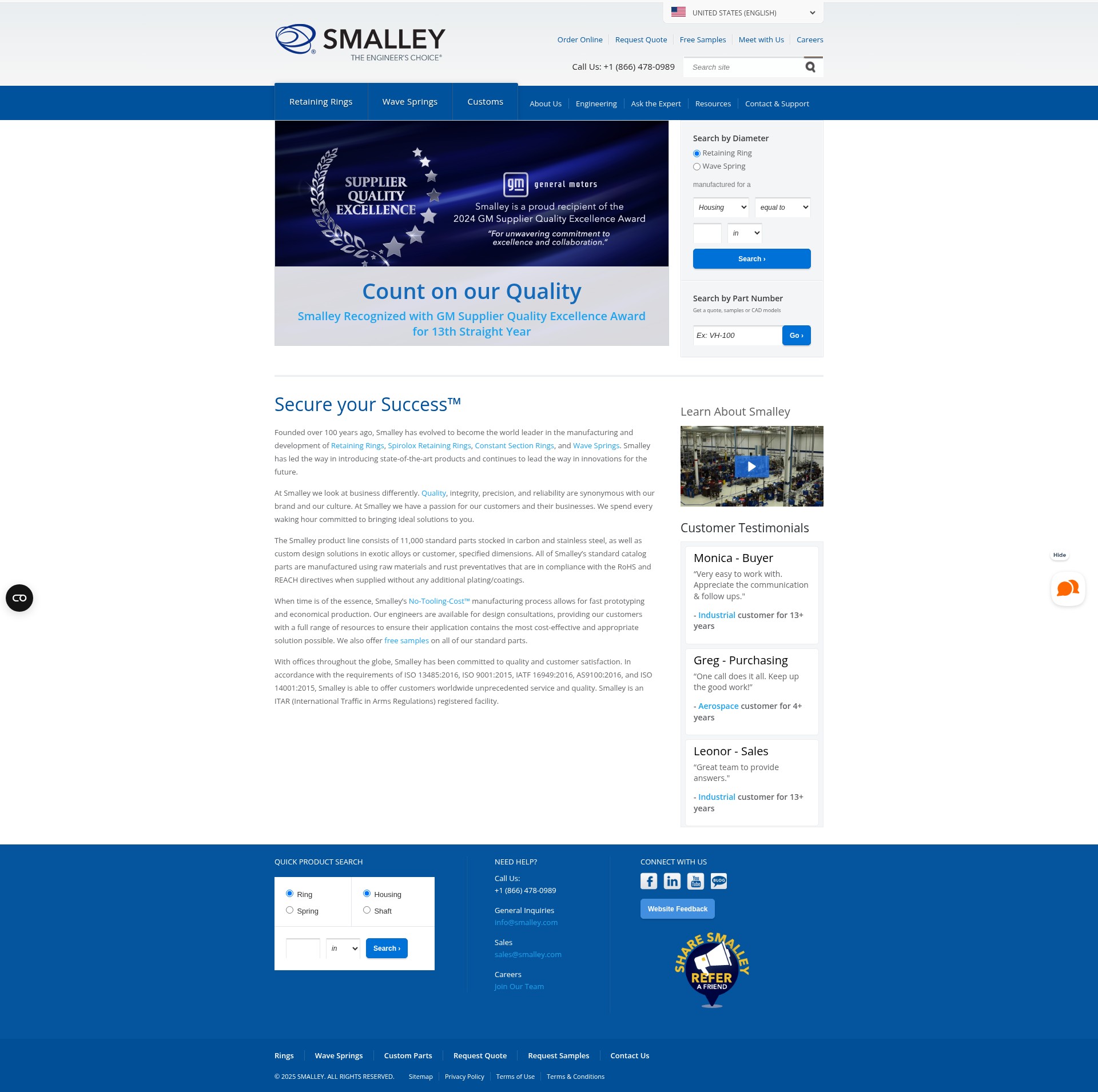 Screenshot of www.smalley.com