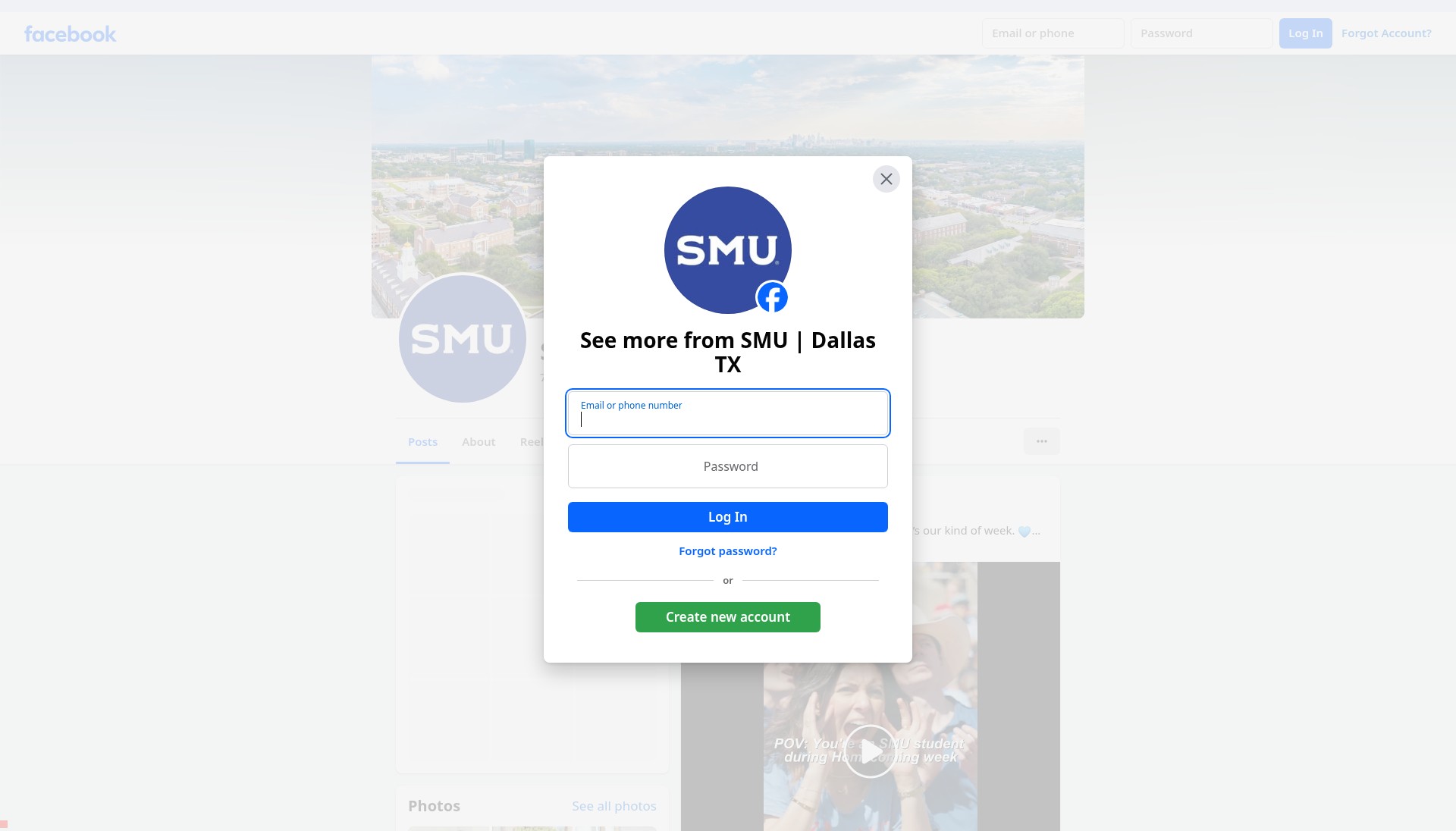 Screenshot of www.smu.edu