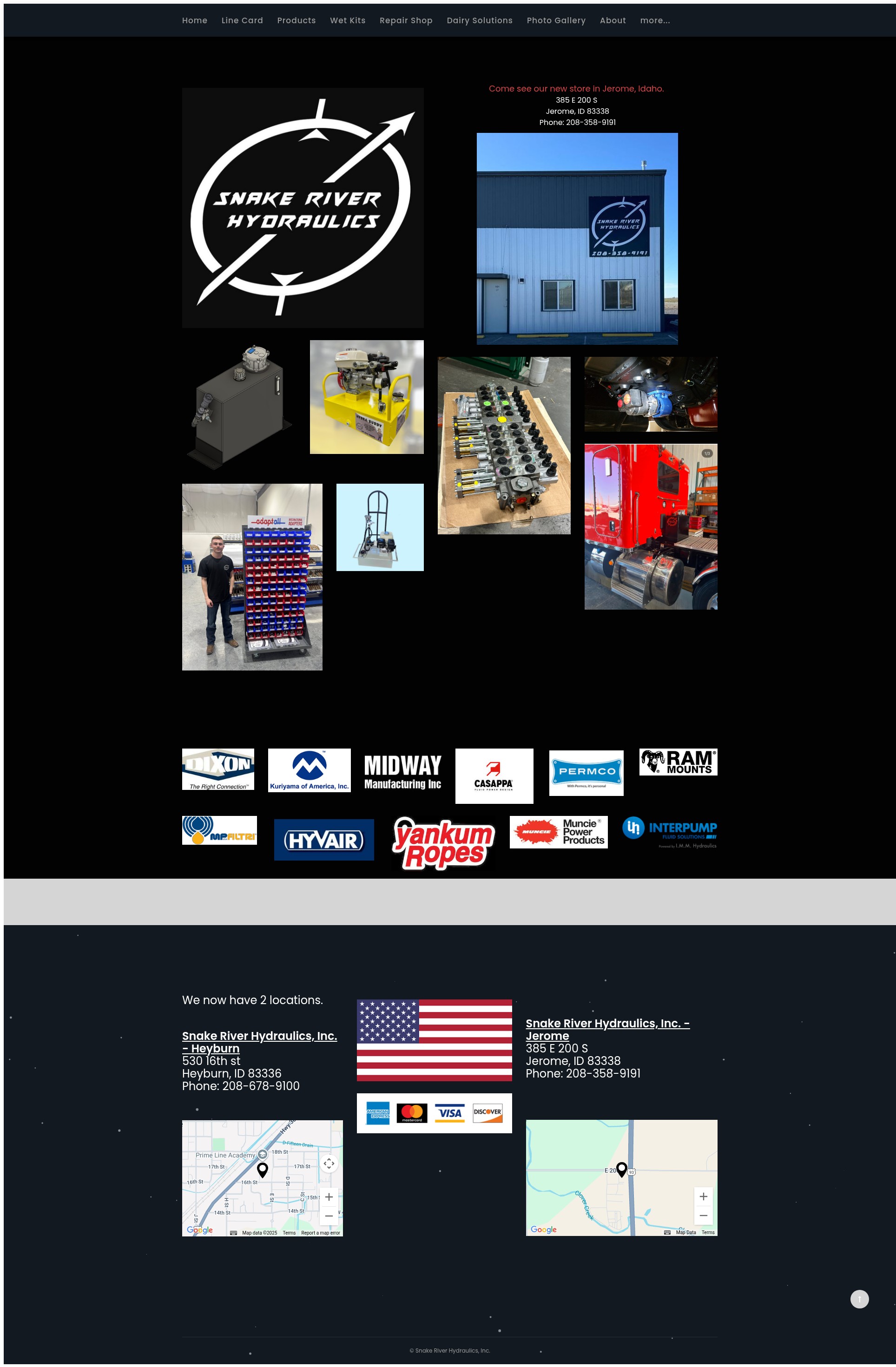 Screenshot of www.snakeriverhydraulics.com
