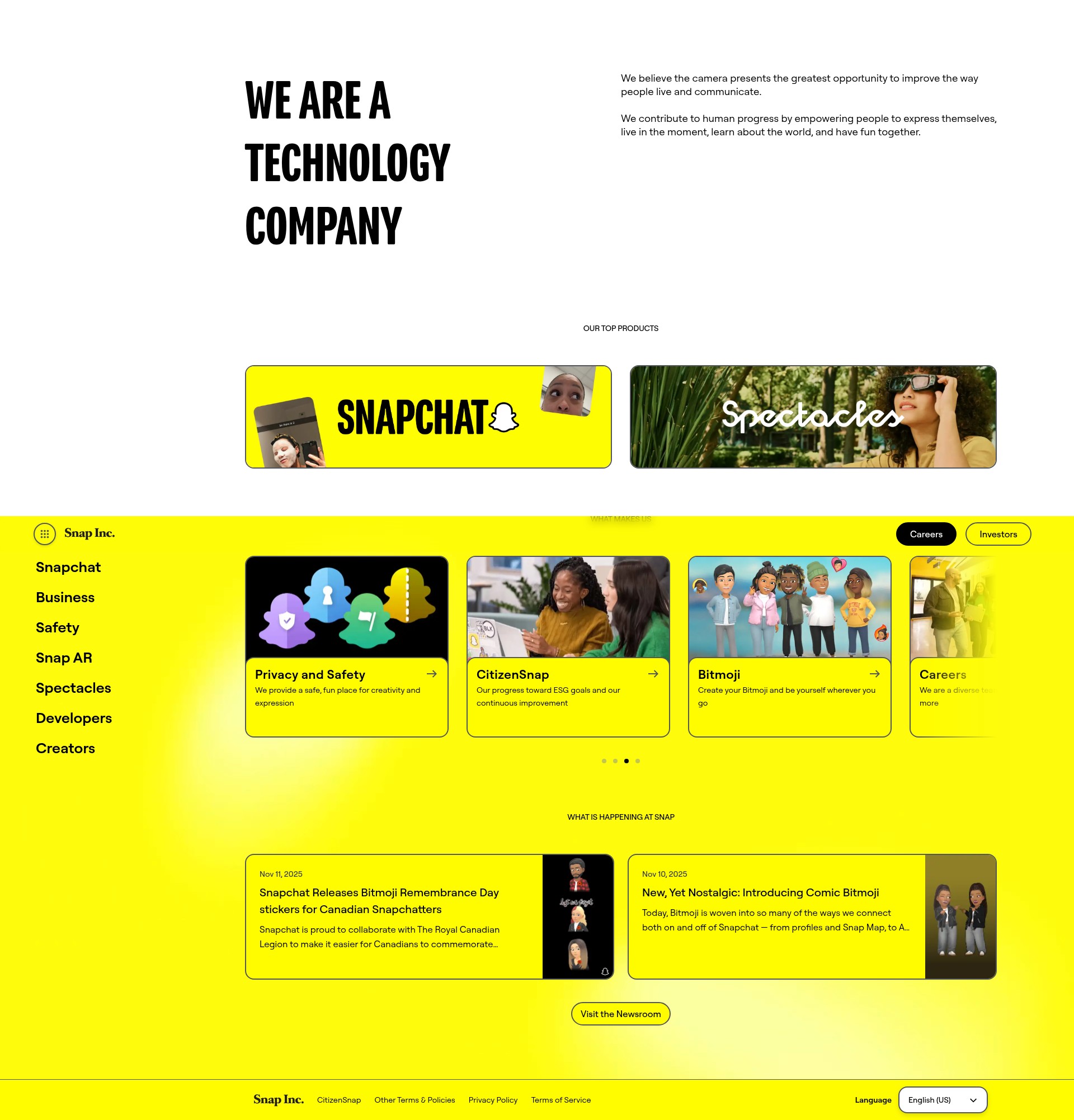 Screenshot of www.snap.com