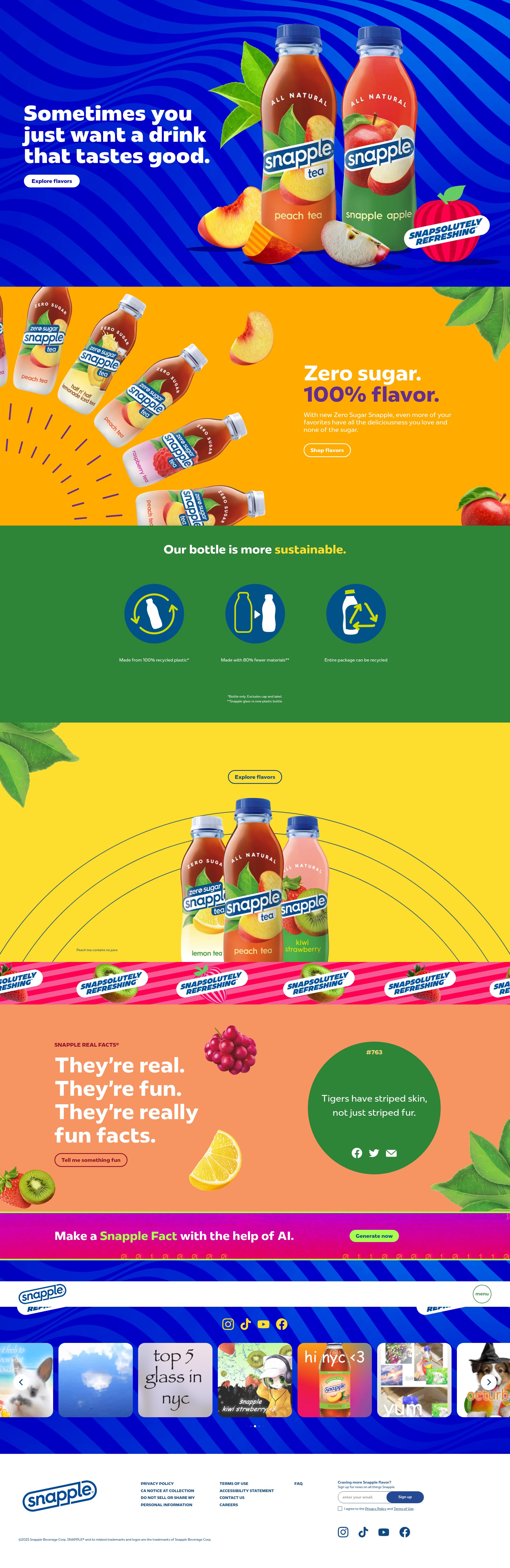 Screenshot of www.snapple.com