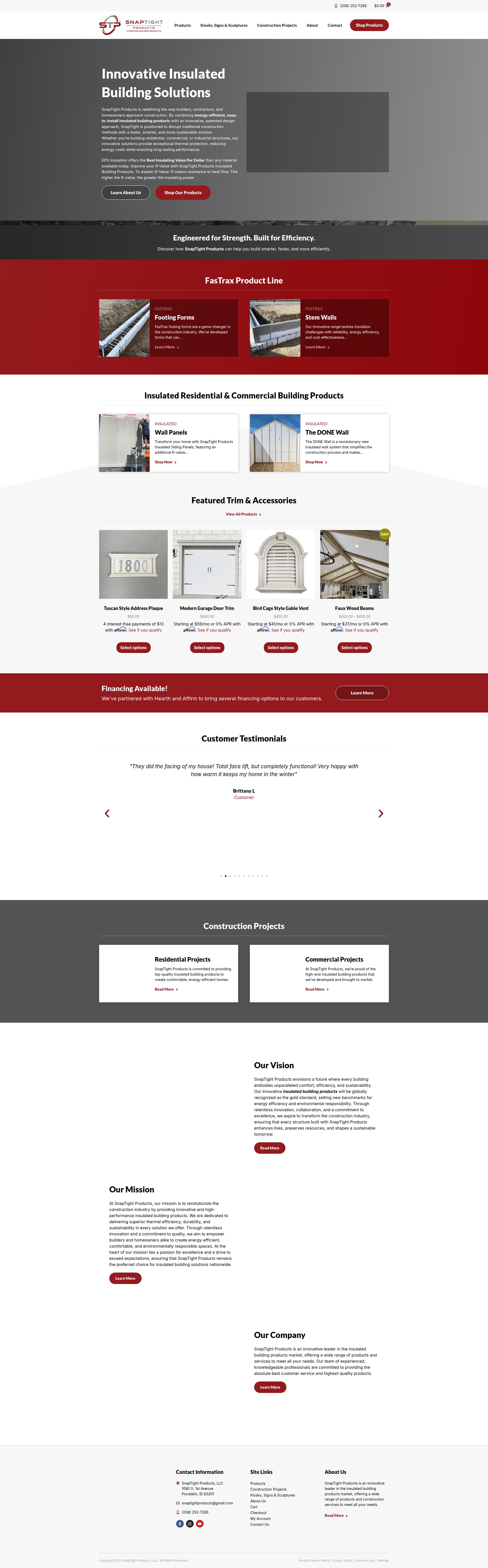 Screenshot of www.snaptightproducts.com