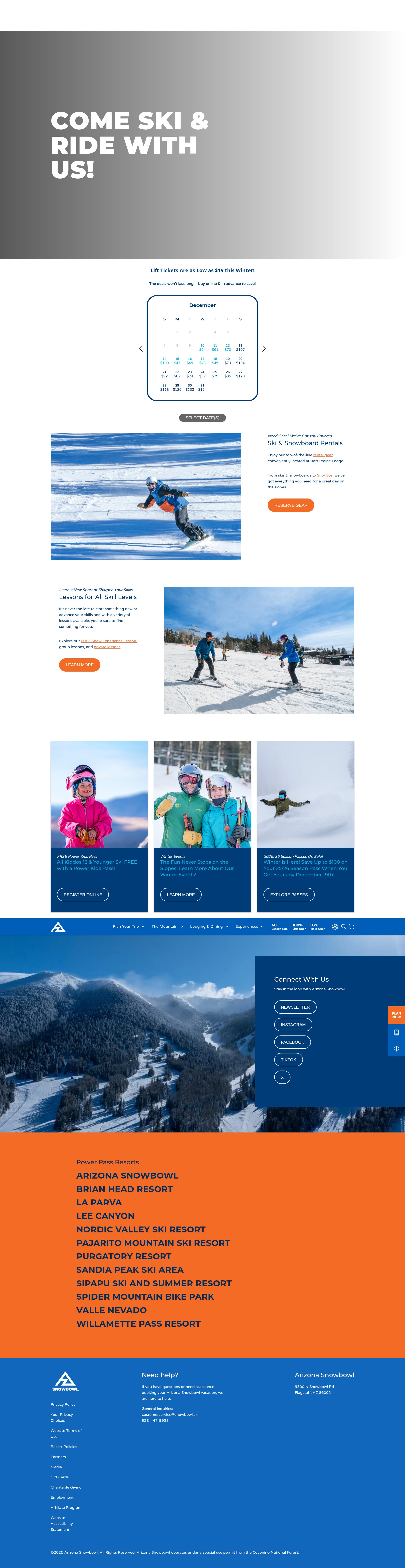 Screenshot of www.snowbowl.ski