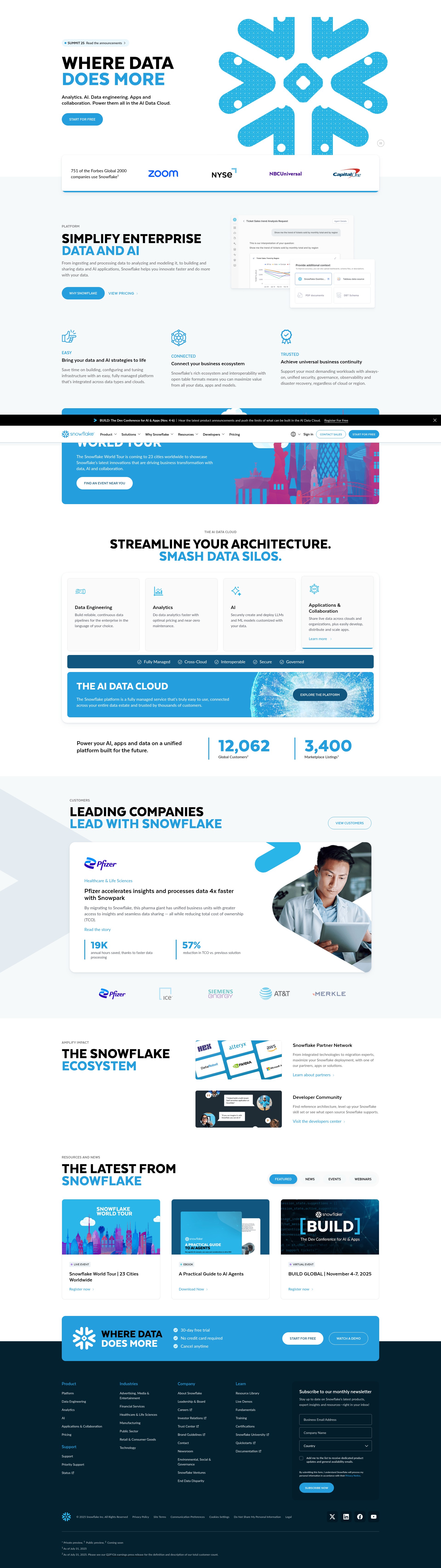 Screenshot of www.snowflake.com