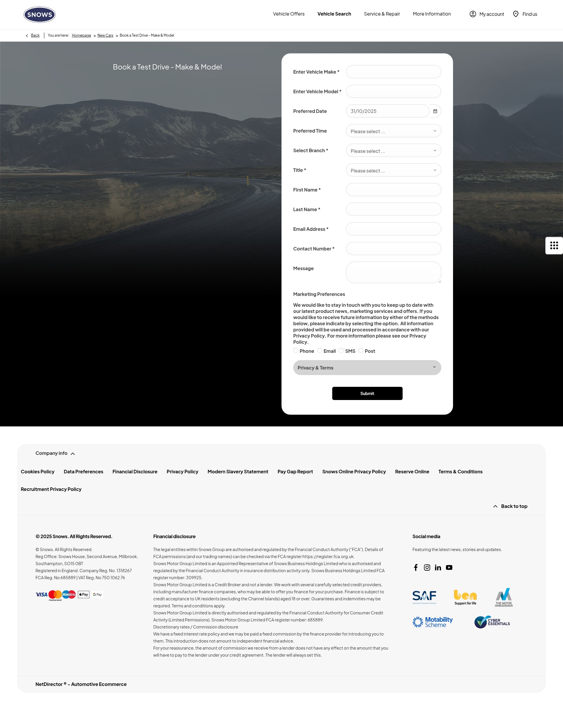 Screenshot of www.snows.co.uk
