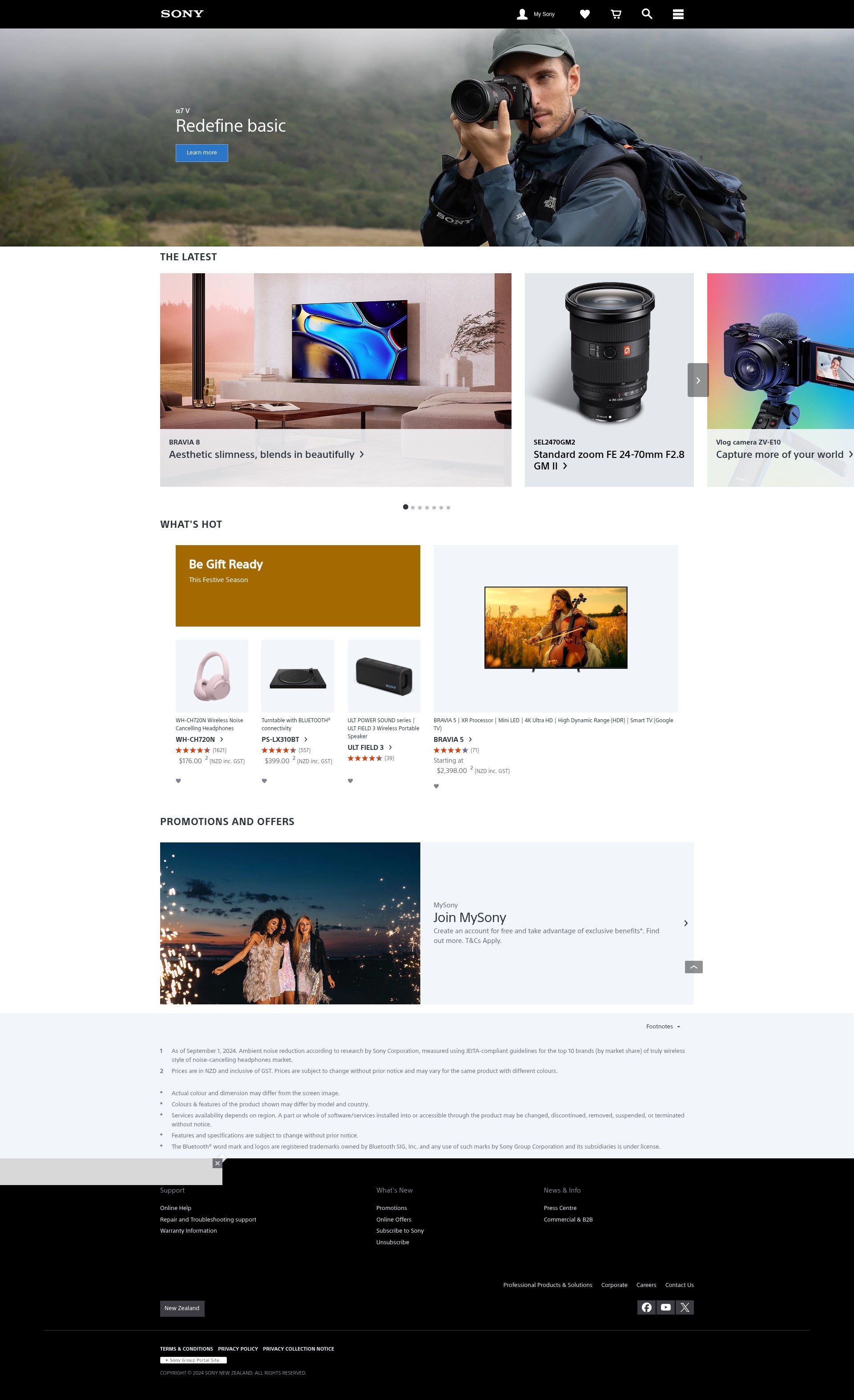 Screenshot of www.sony.co.nz