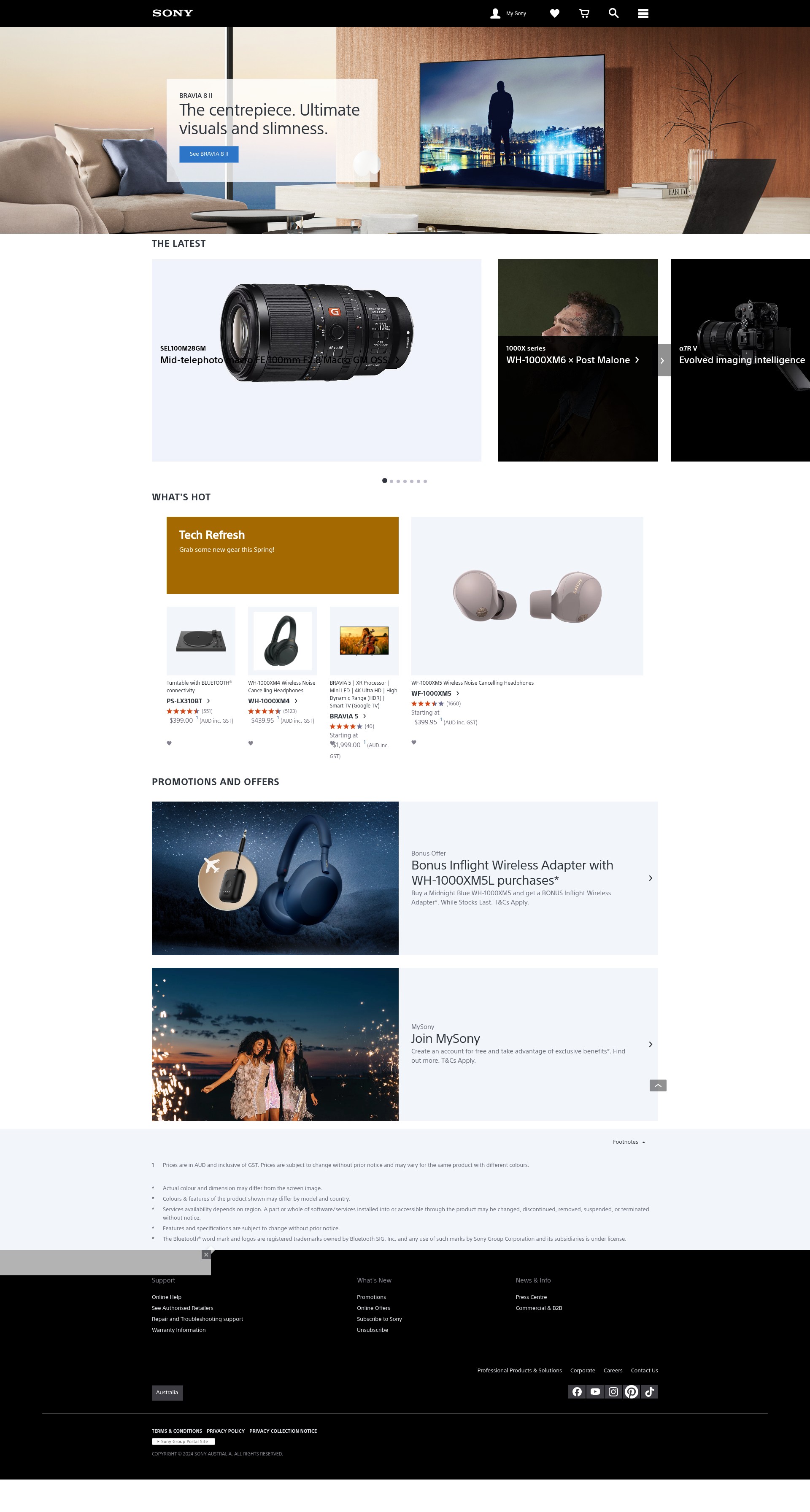 Screenshot of www.sony.com.au