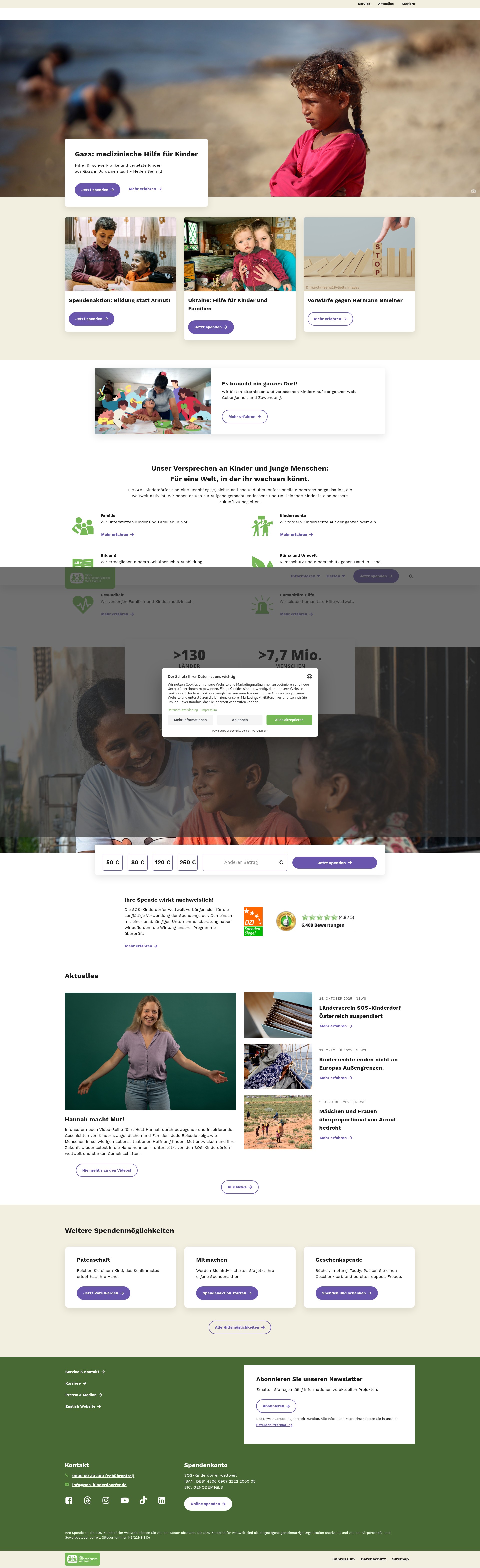 Screenshot of www.sos-kinderdoerfer.de