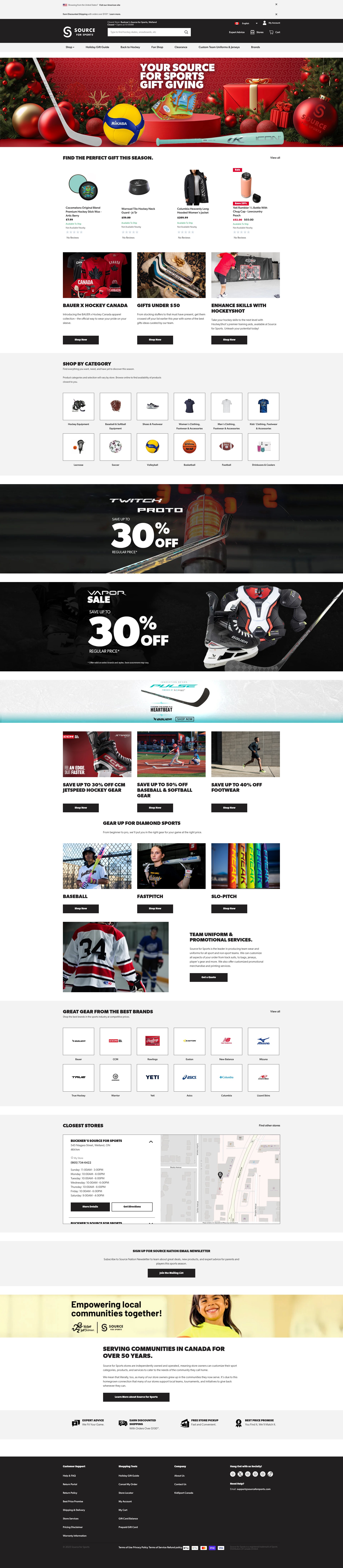 Screenshot of www.sourceforsports.ca