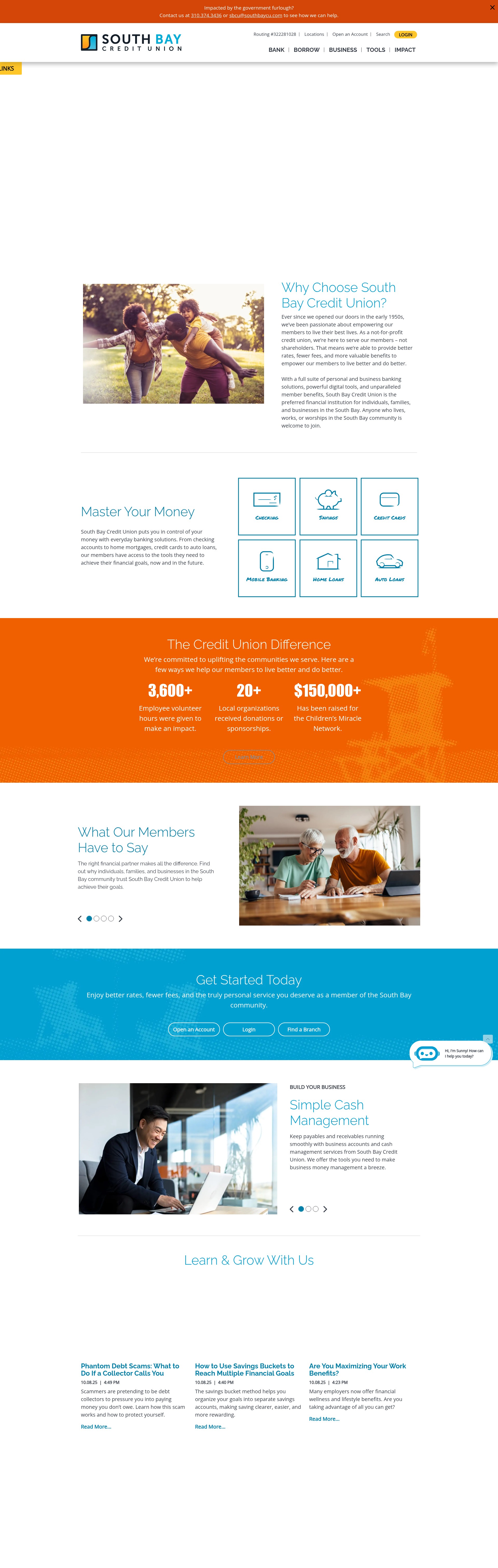 Screenshot of www.southbaycu.com