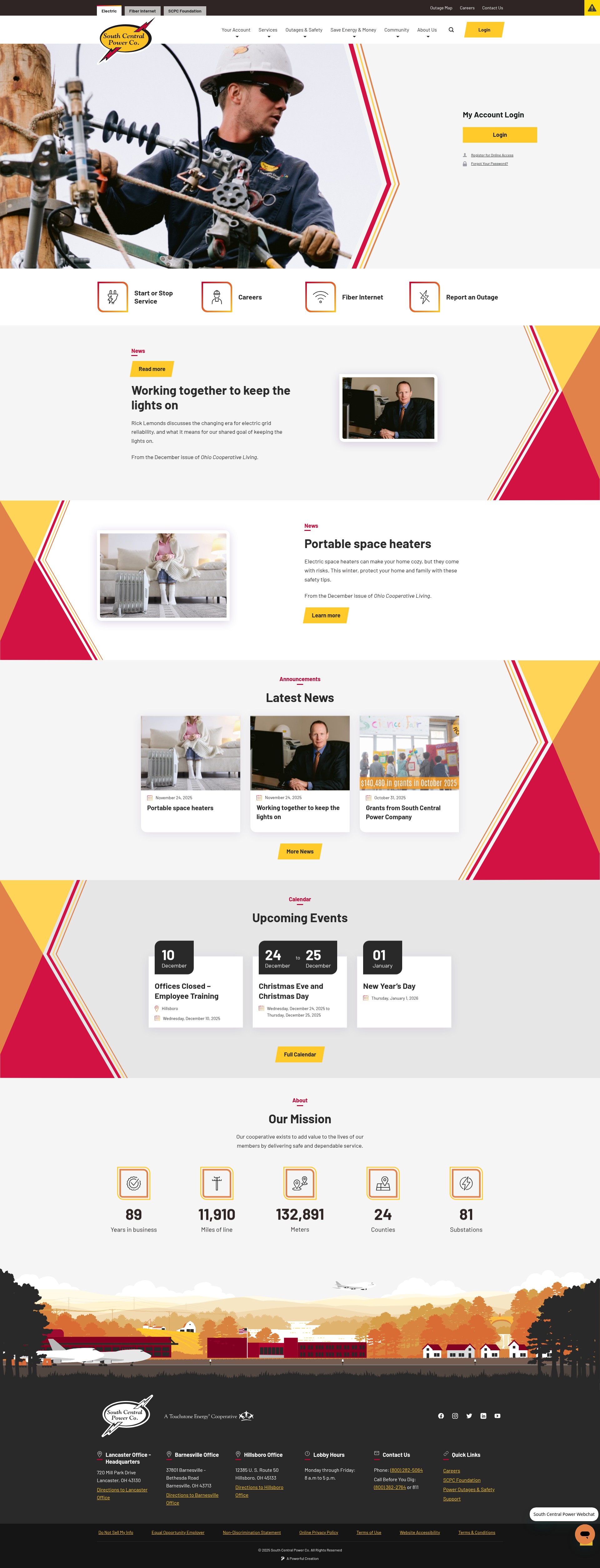 Screenshot of www.southcentralpower.com