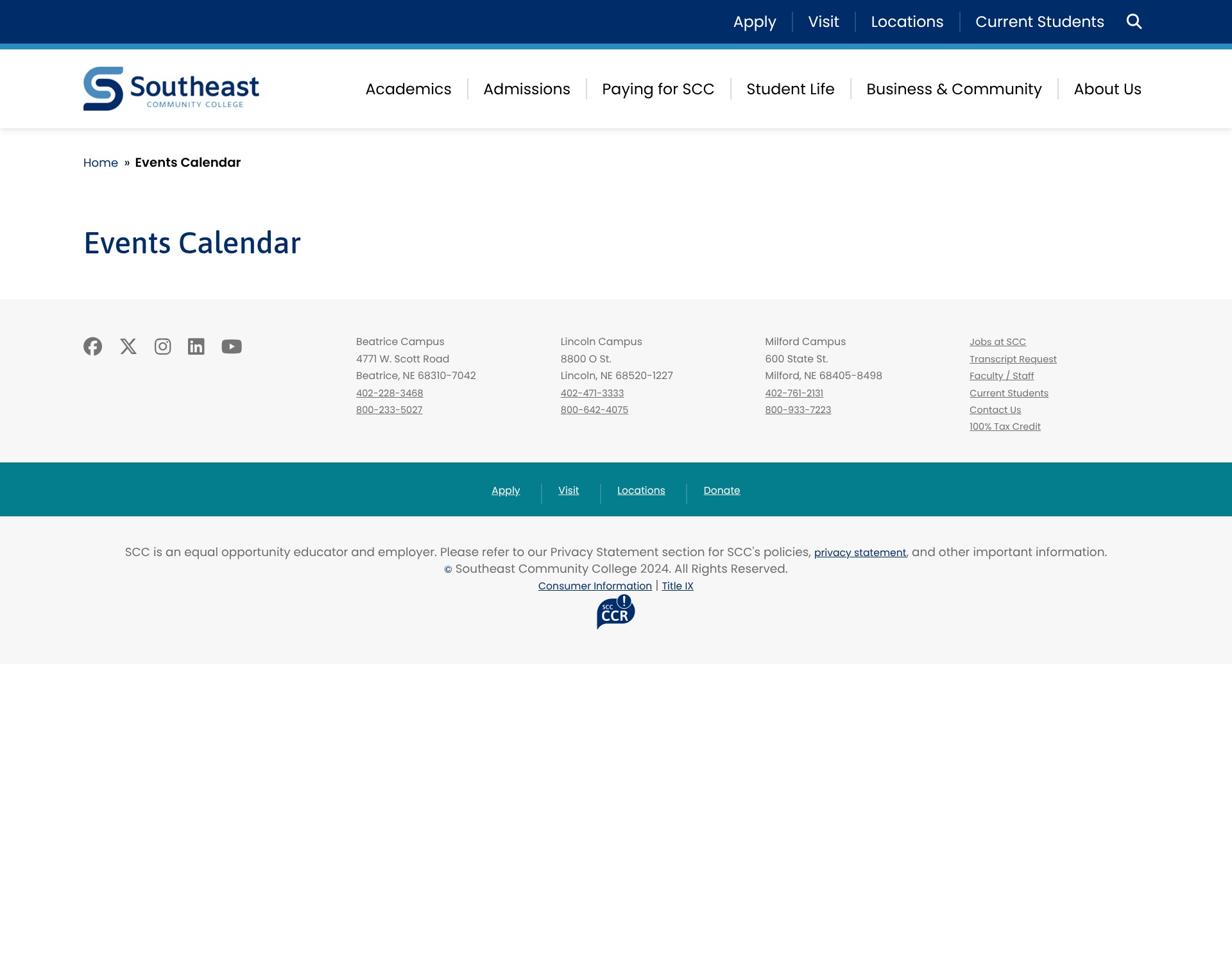 Screenshot of www.southeast.edu