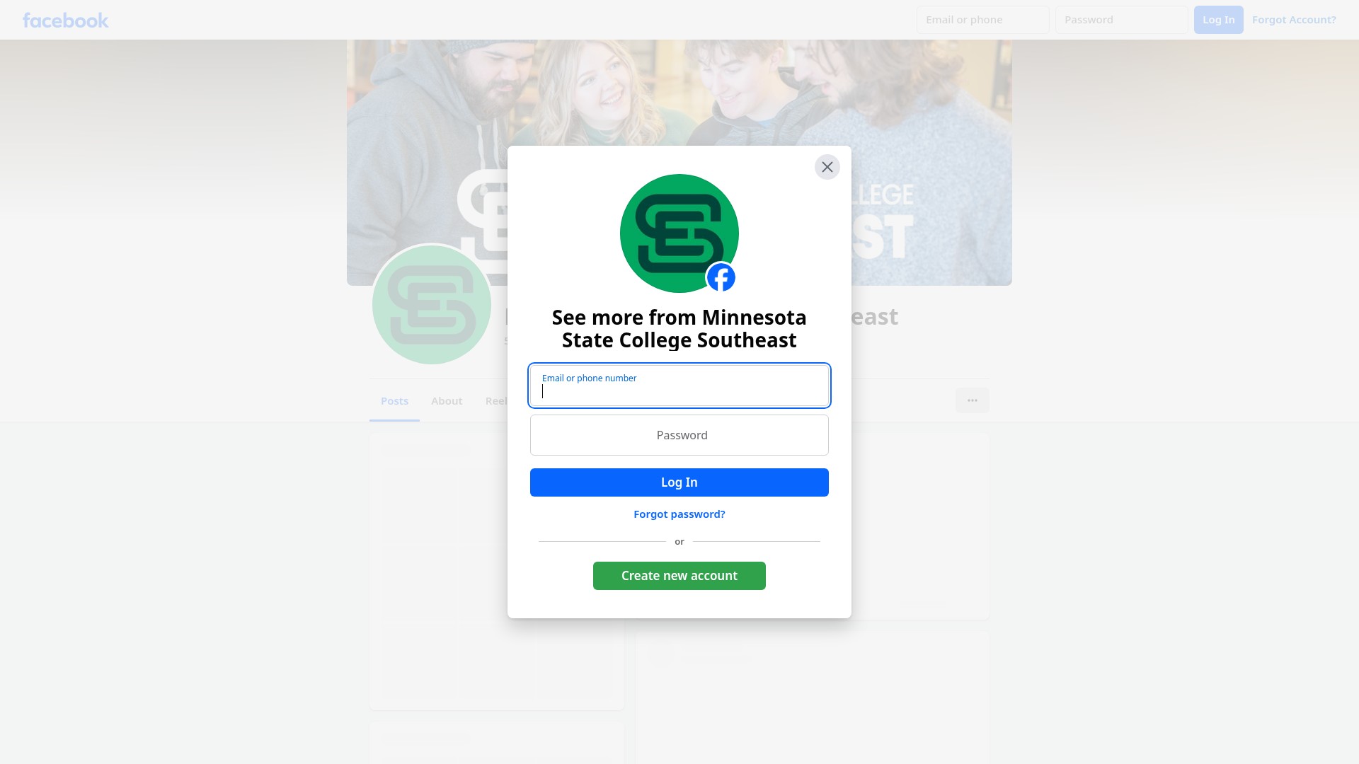 Screenshot of www.southeastmn.edu