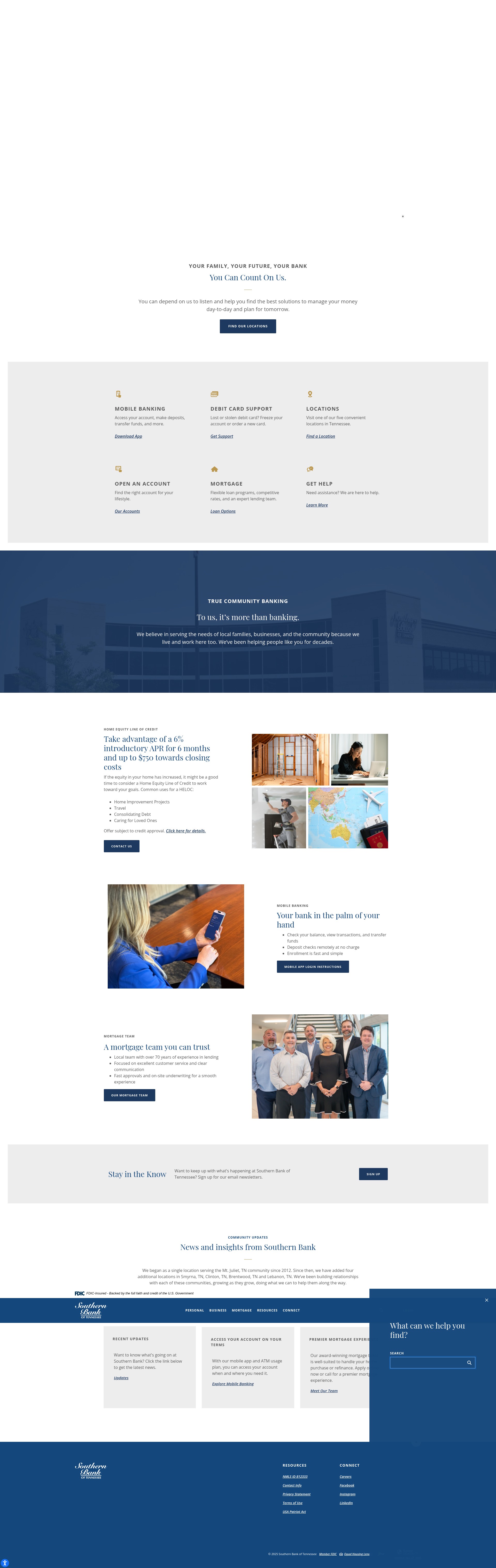 Screenshot of www.southernbankoftn.com