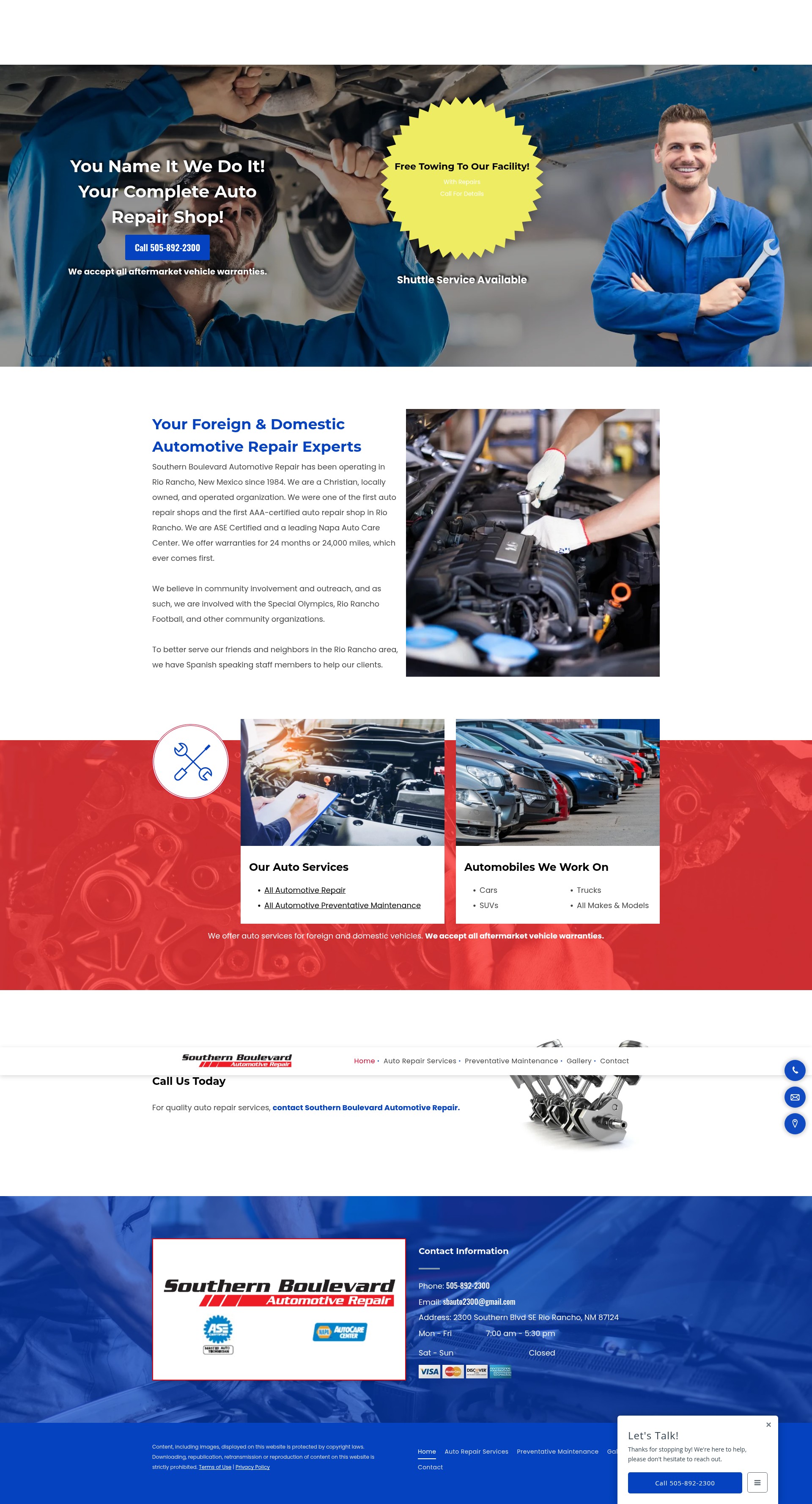 Screenshot of www.southernblvdautomotive.com