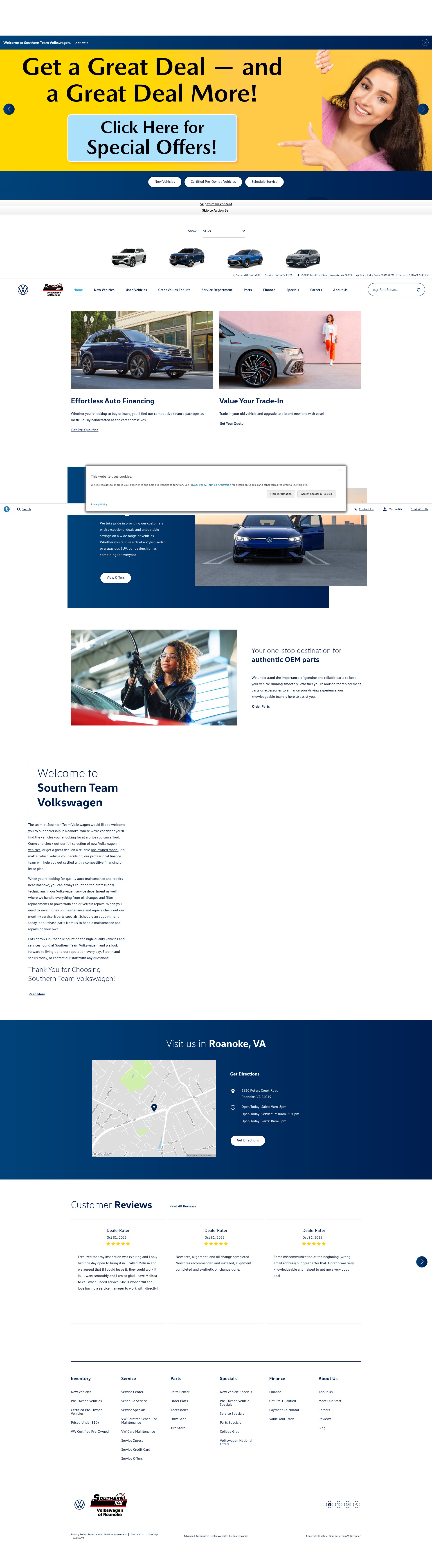 Screenshot of www.southernteamvolkswagen.com