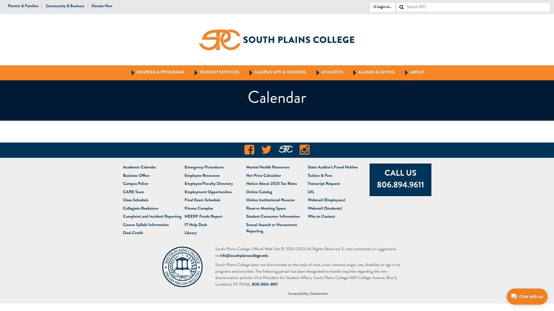 Screenshot of www.southplainscollege.edu