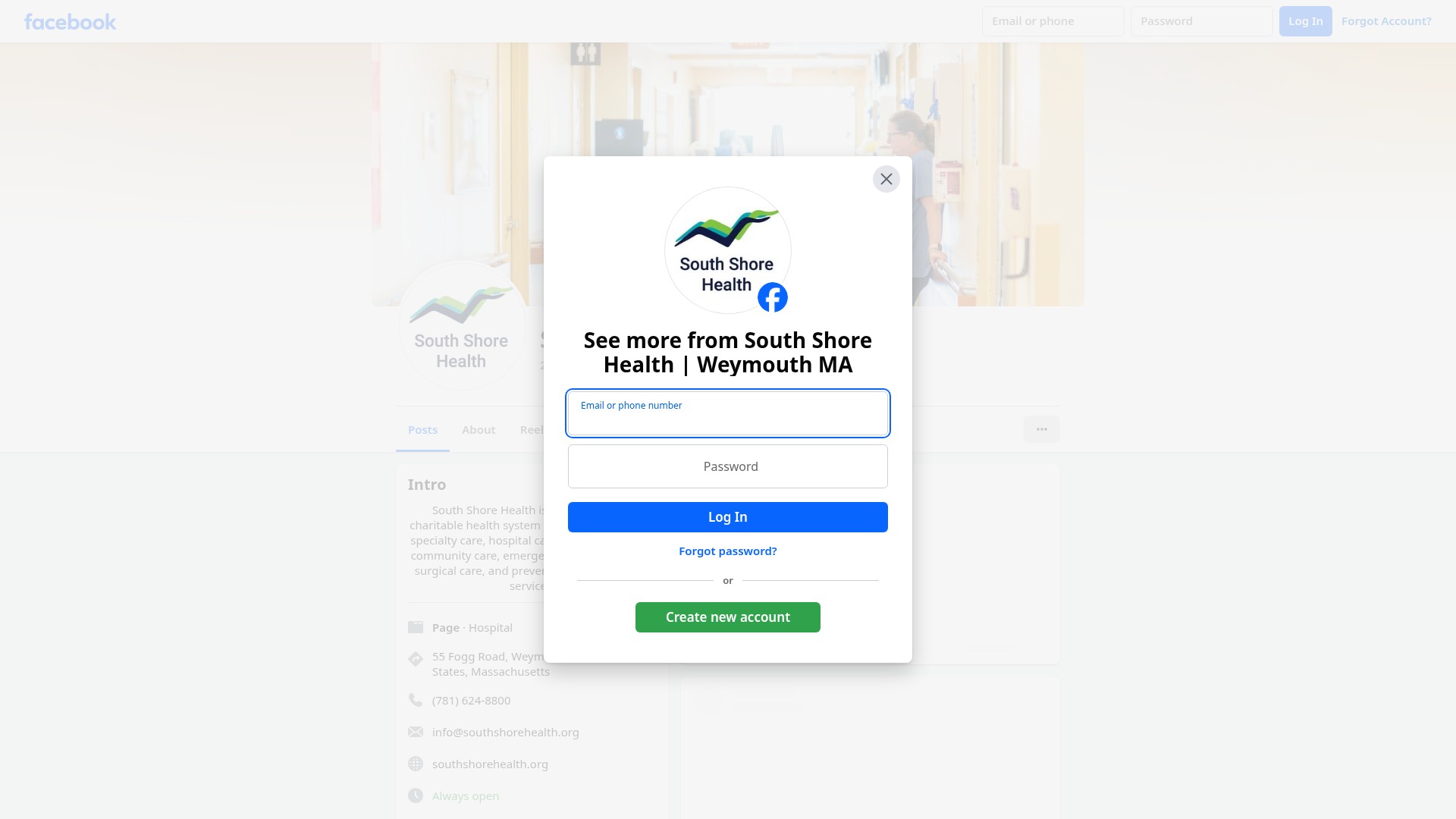 Screenshot of www.southshorehealth.org