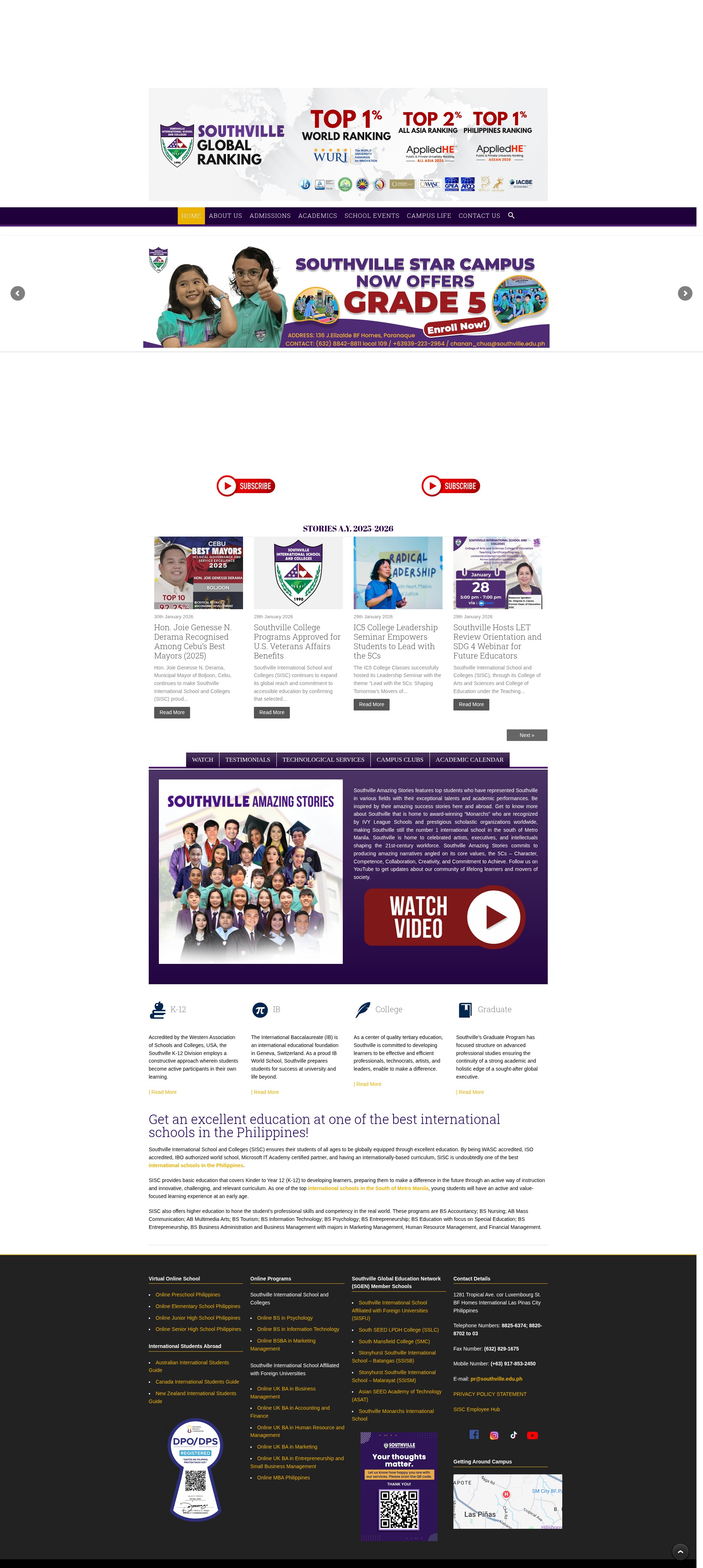 Screenshot of www.southville.edu.ph