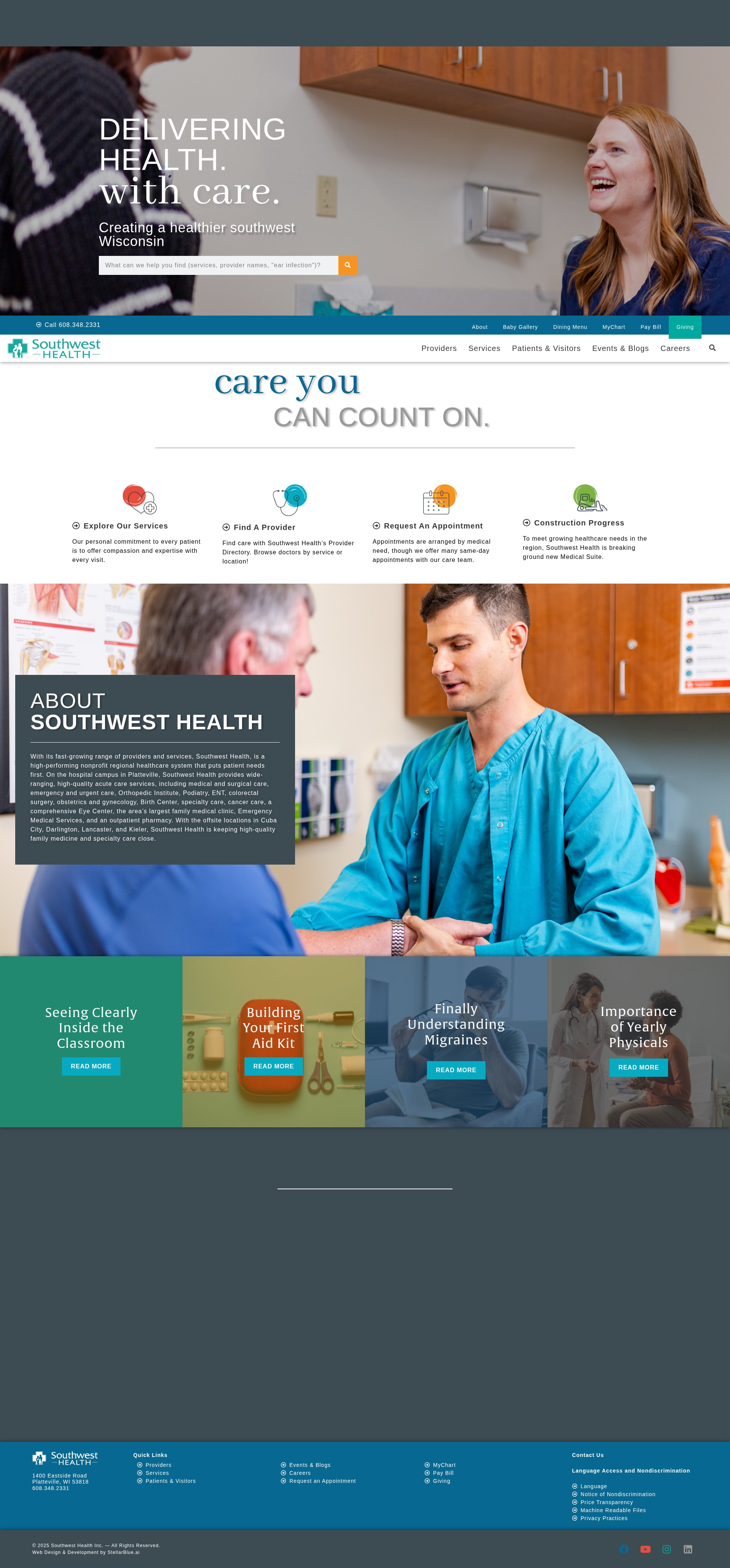Screenshot of www.southwesthealth.org