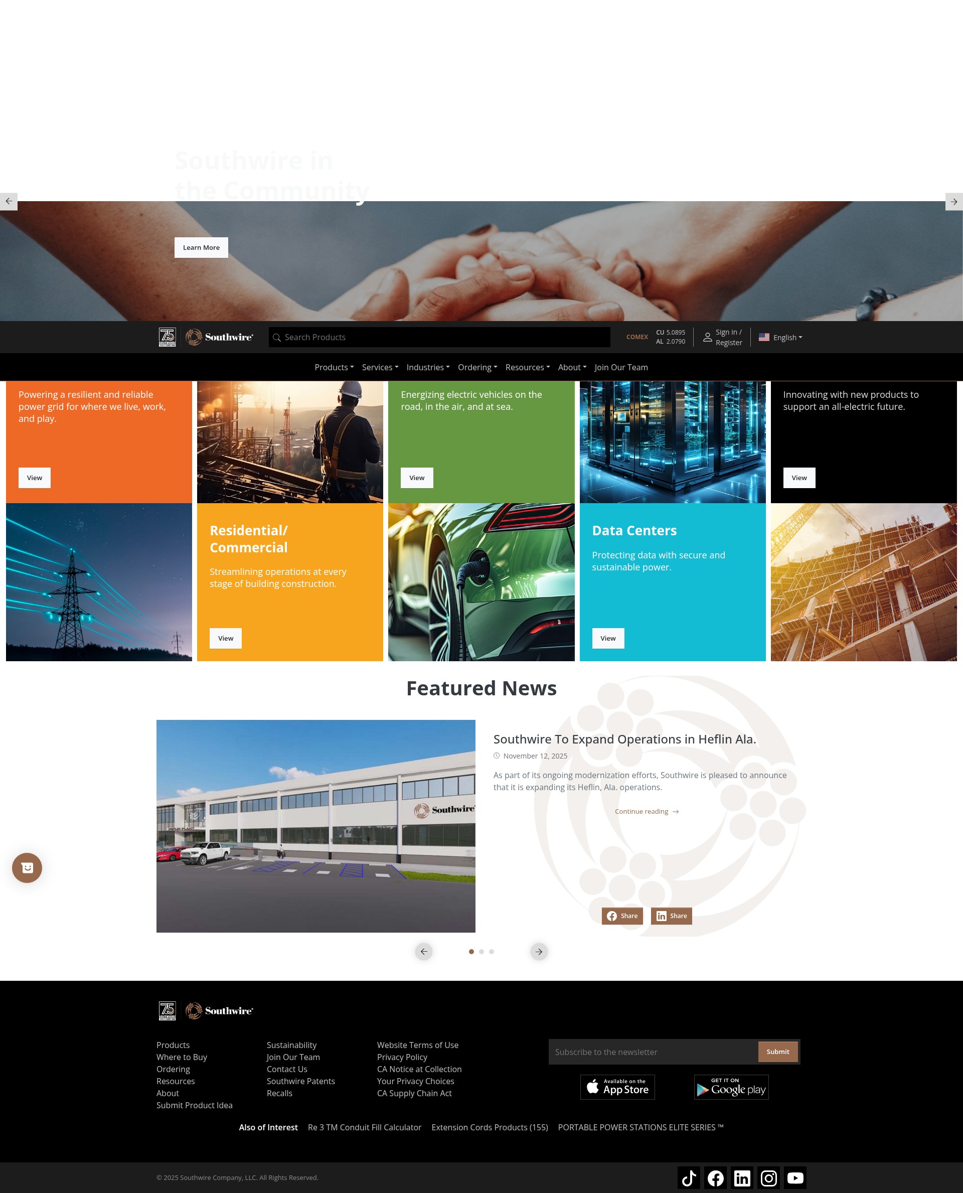 Screenshot of www.southwire.com