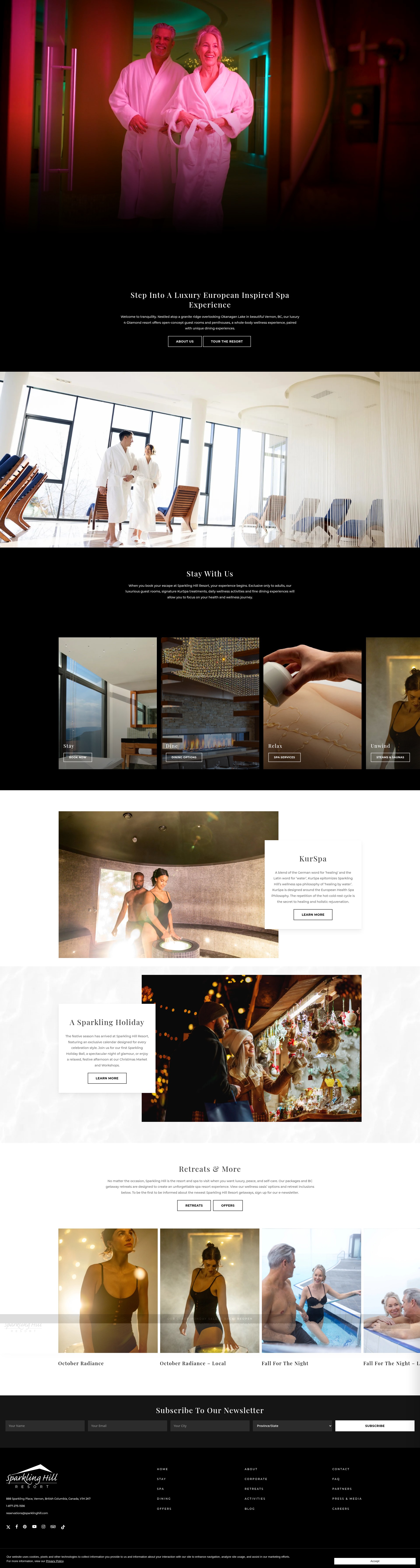Screenshot of www.sparklinghill.com