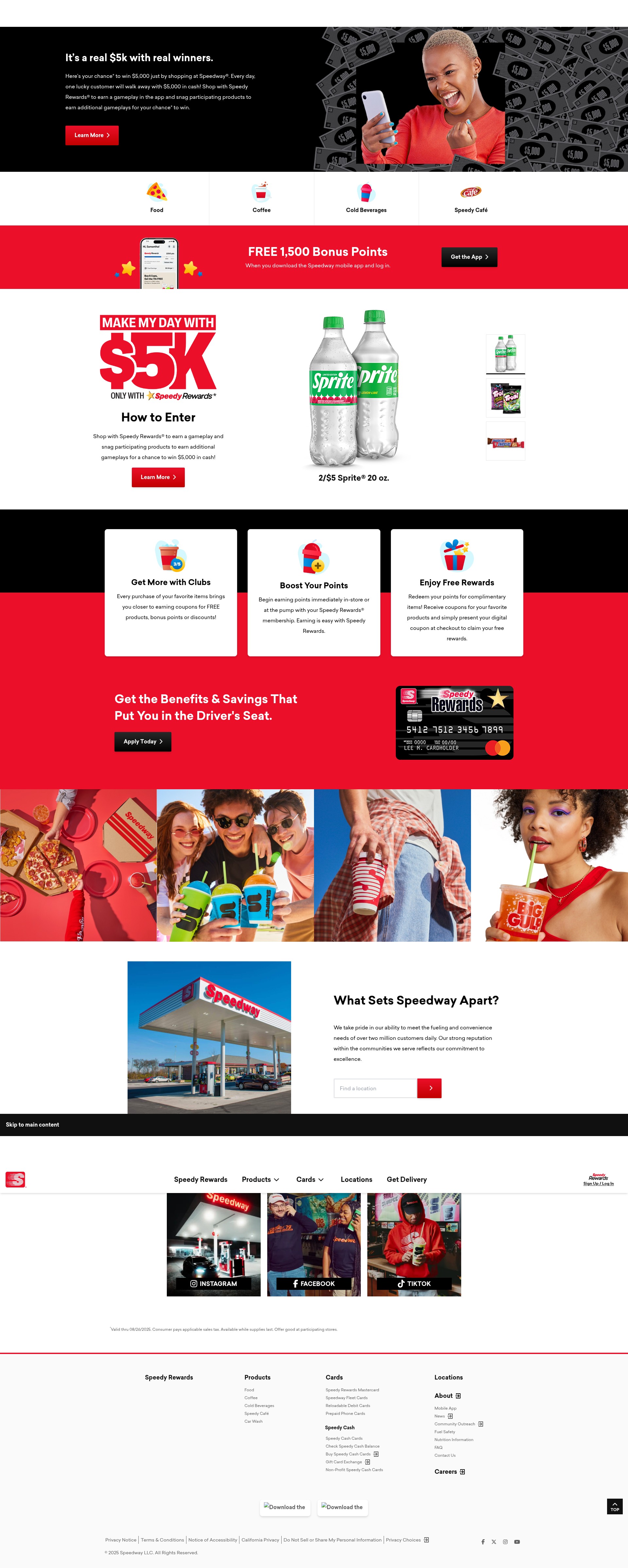 Screenshot of www.speedway.com
