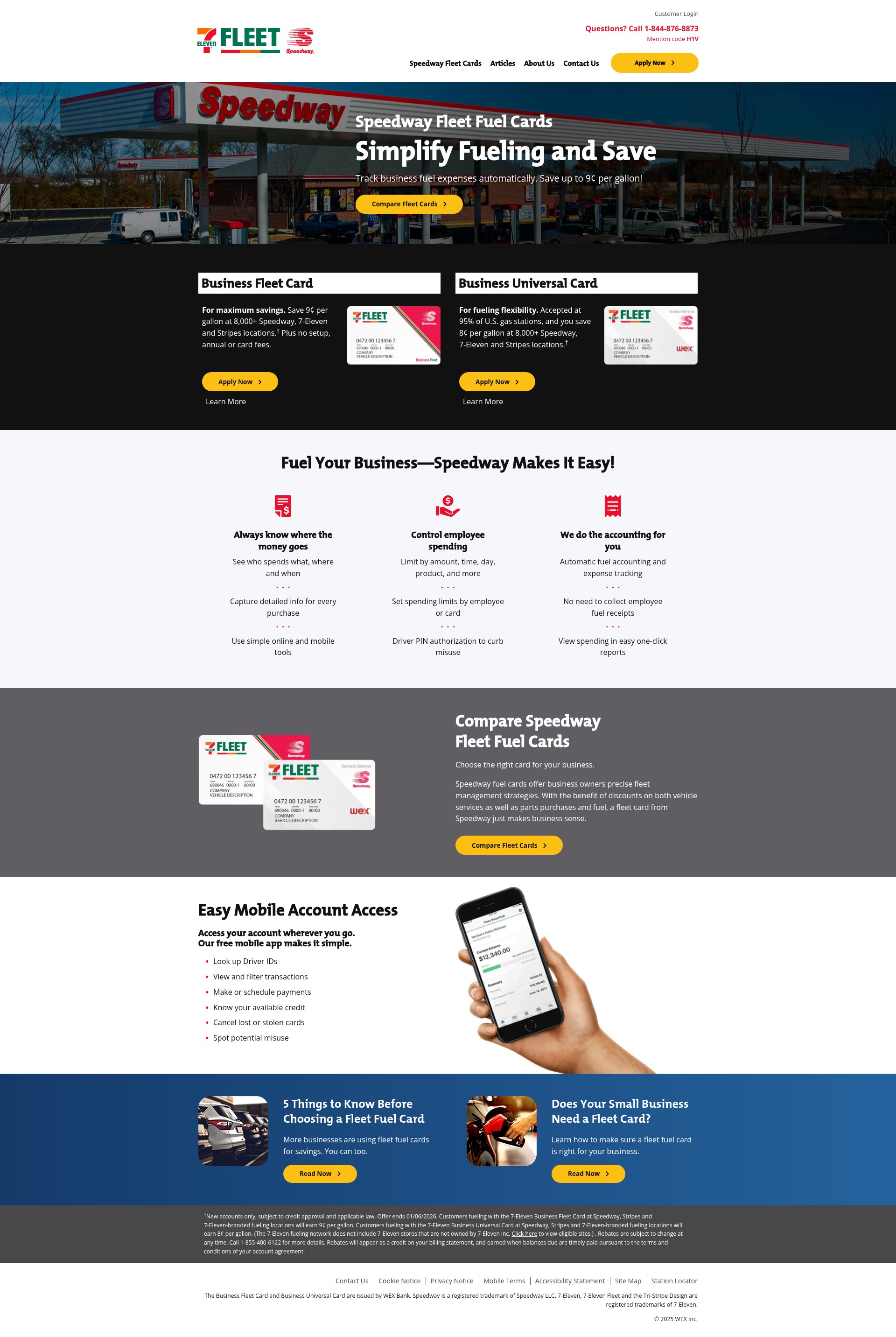 Screenshot of www.speedwayfleetcards.com