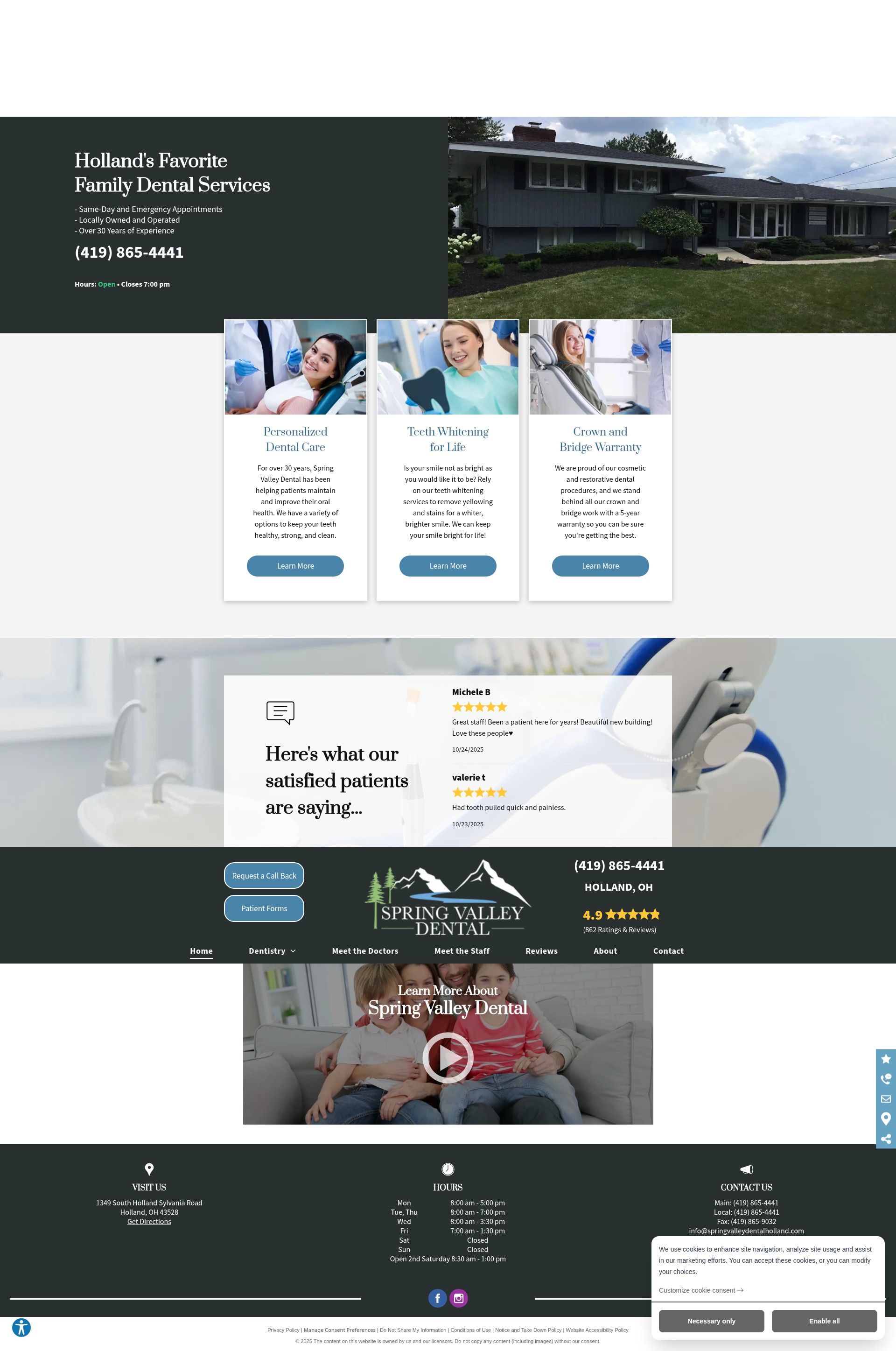 Screenshot of www.springvalleydentalholland.com