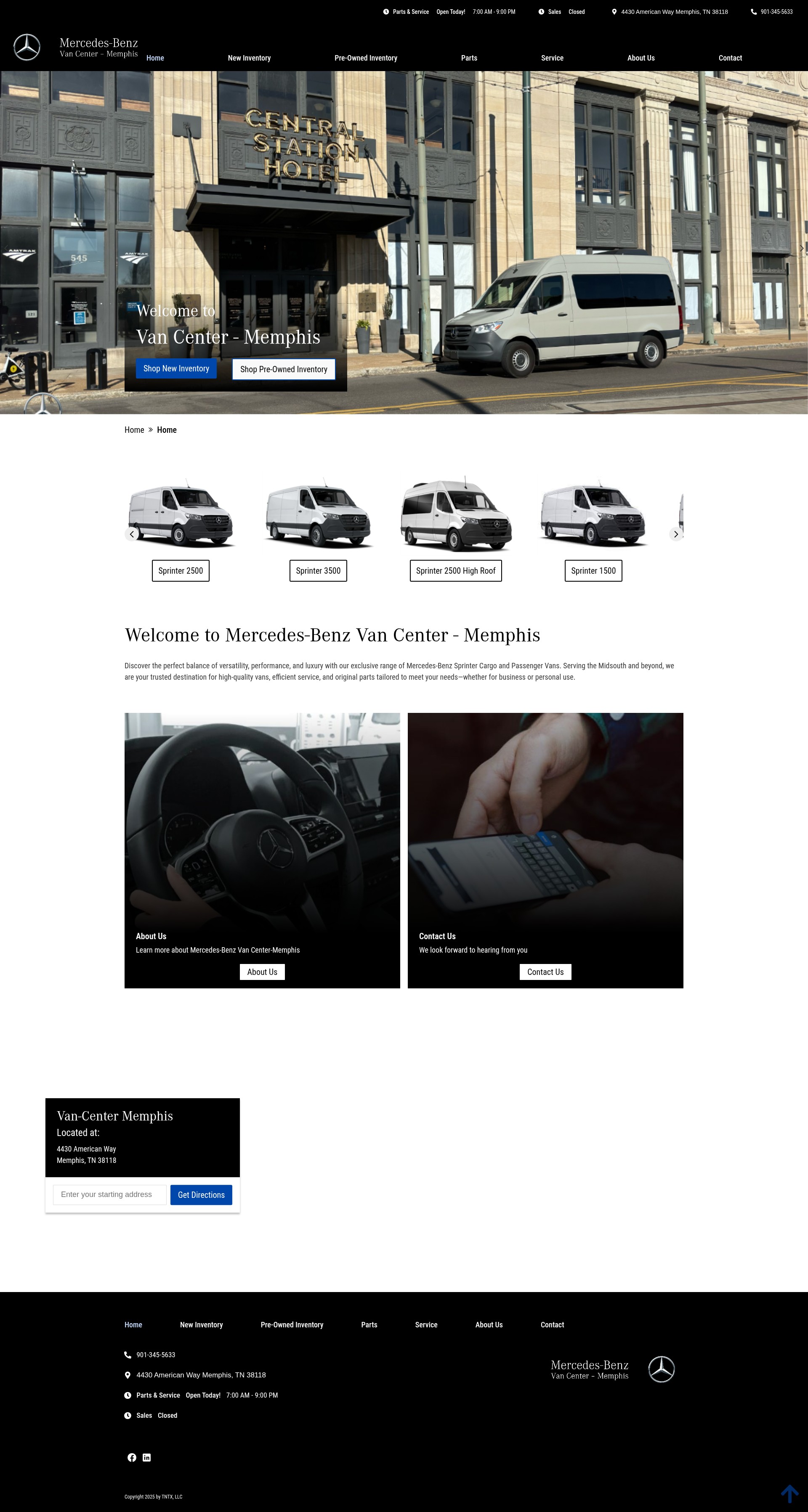 Screenshot of www.sprintervans.com