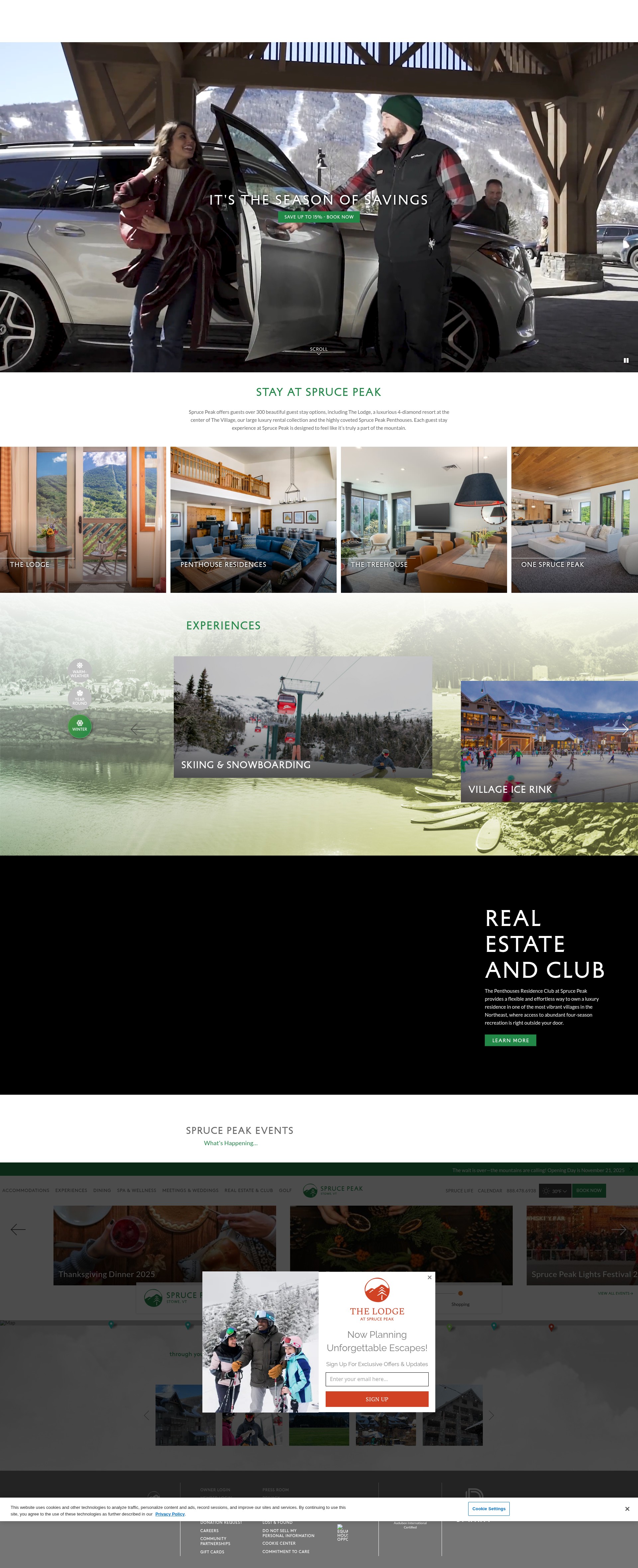 Screenshot of www.sprucepeak.com
