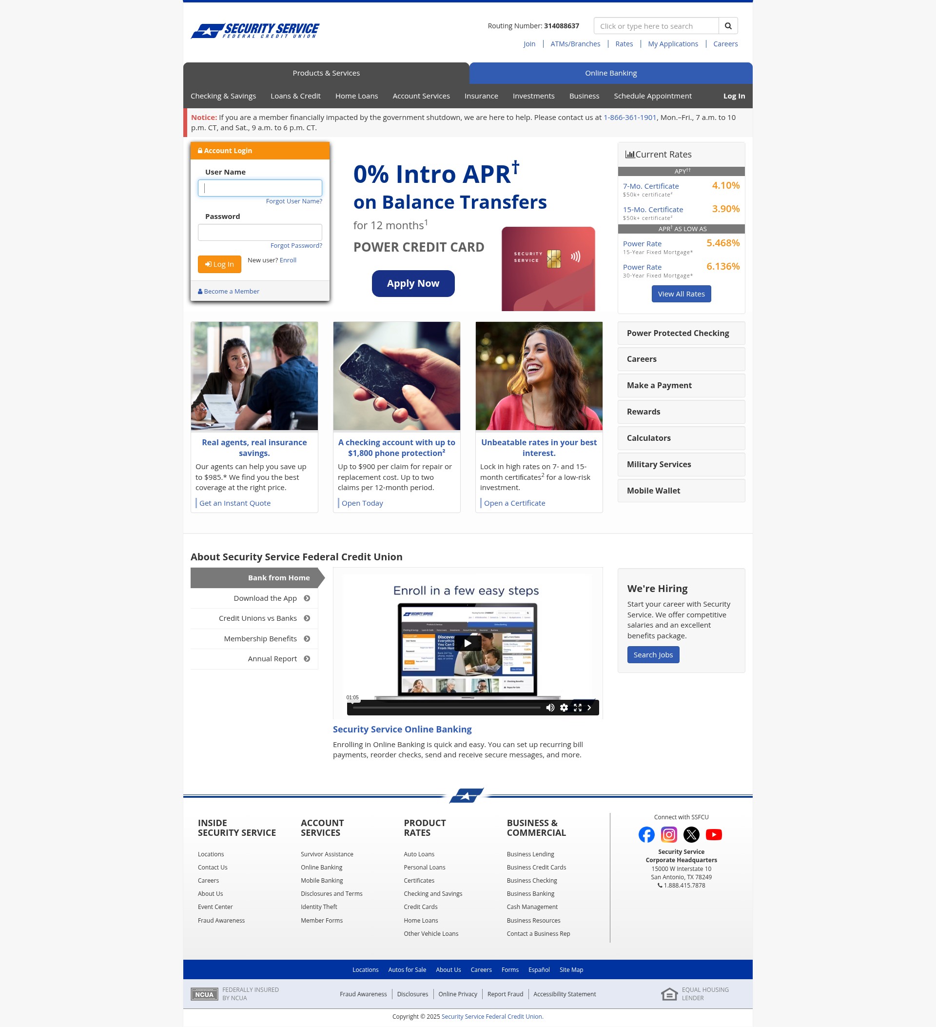Screenshot of www.ssfcu.org
