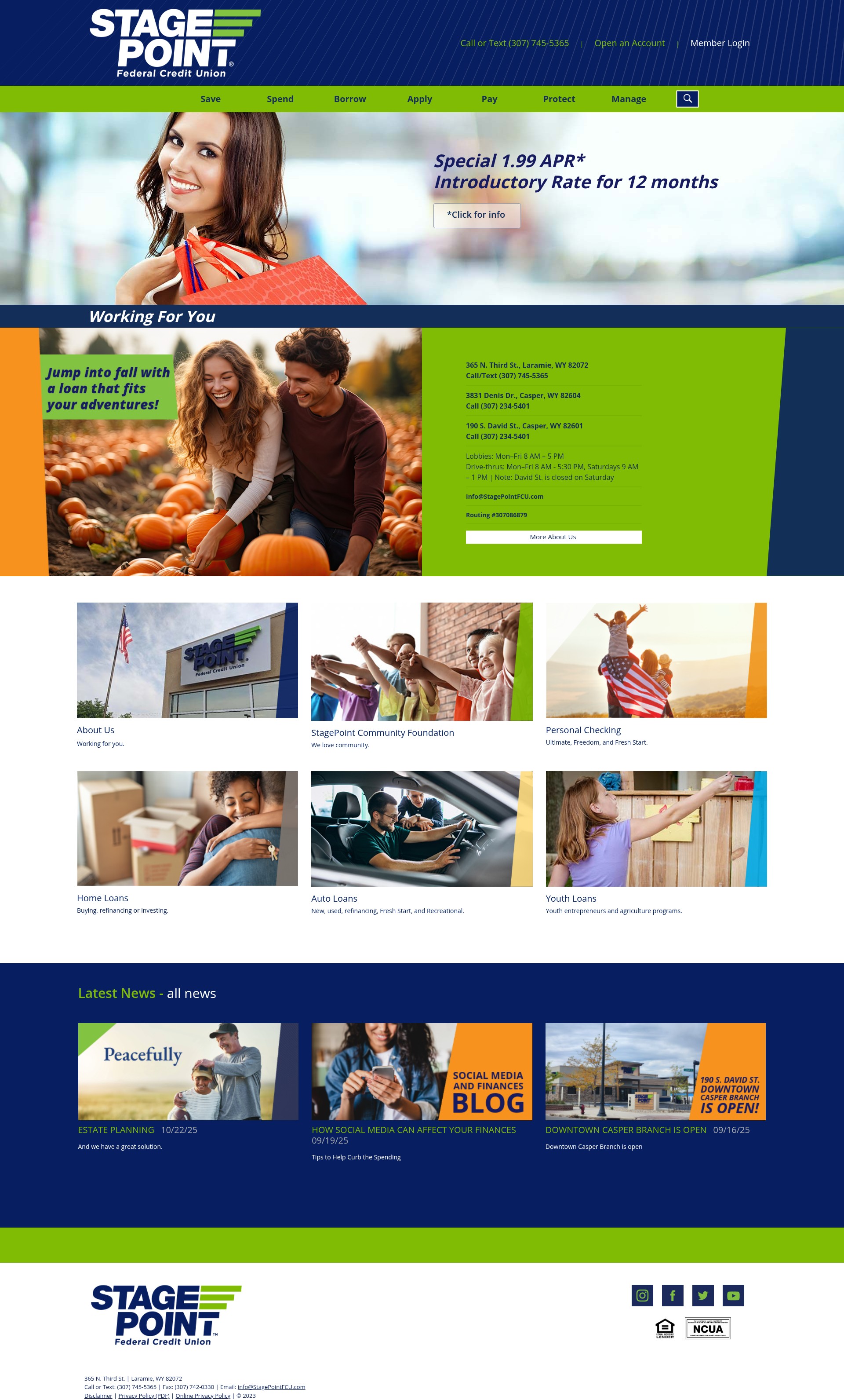 Screenshot of www.stagepointfcu.com
