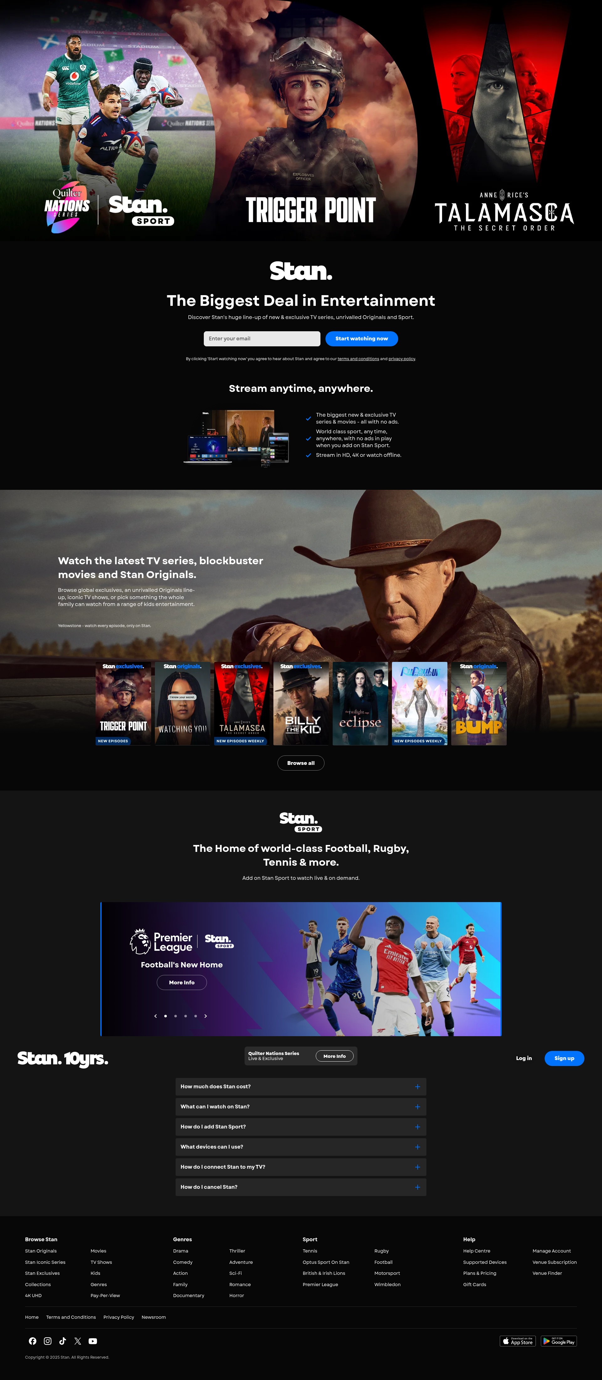 Screenshot of www.stan.com.au