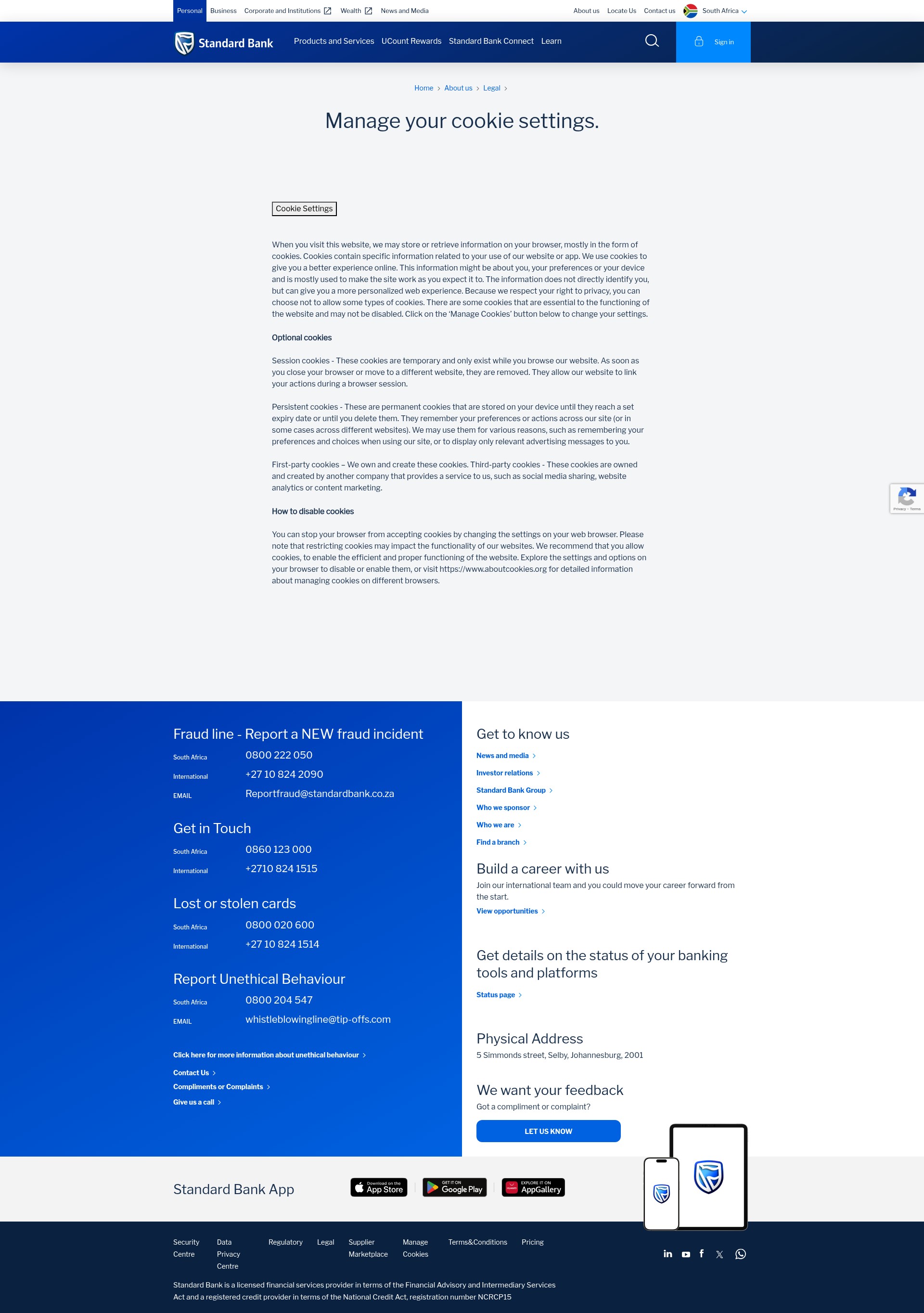 Screenshot of www.standardbank.co.za