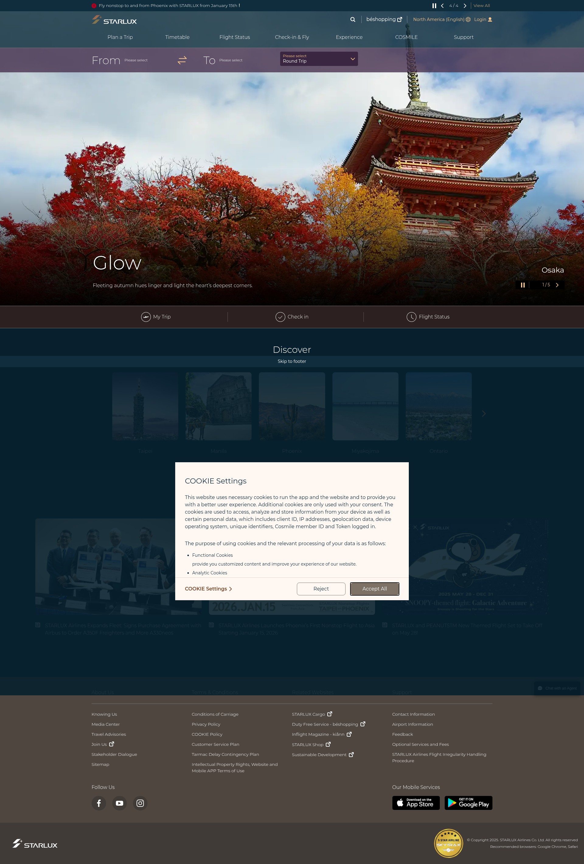 Screenshot of www.starlux-airlines.com