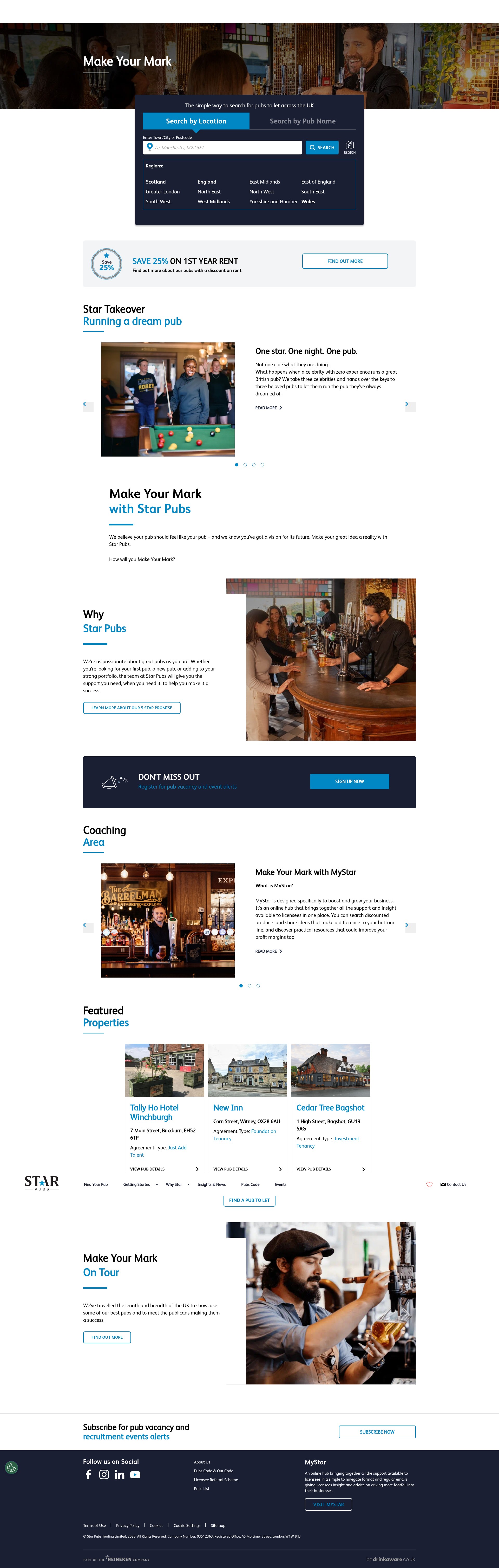 Screenshot of www.starpubs.co.uk