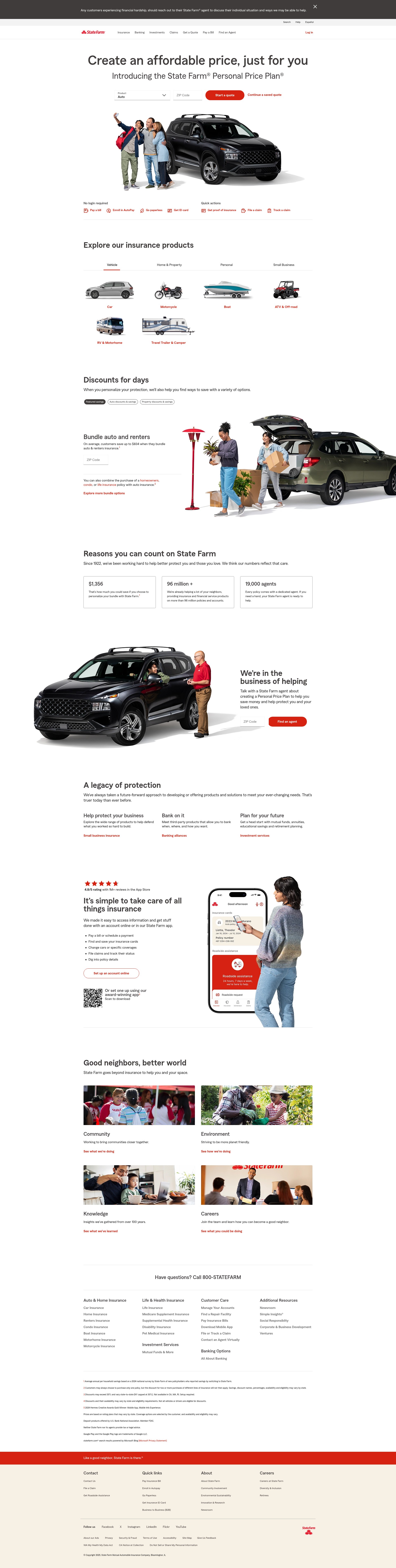 Screenshot of www.statefarm.com
