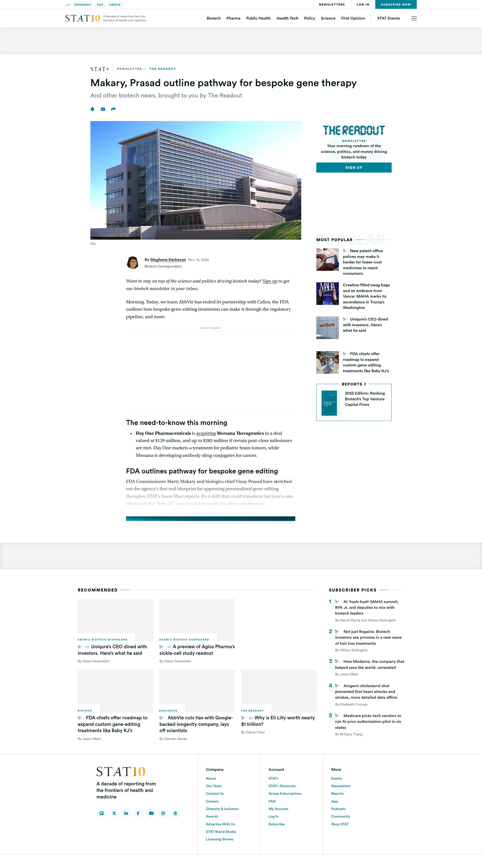 Screenshot of www.statnews.com