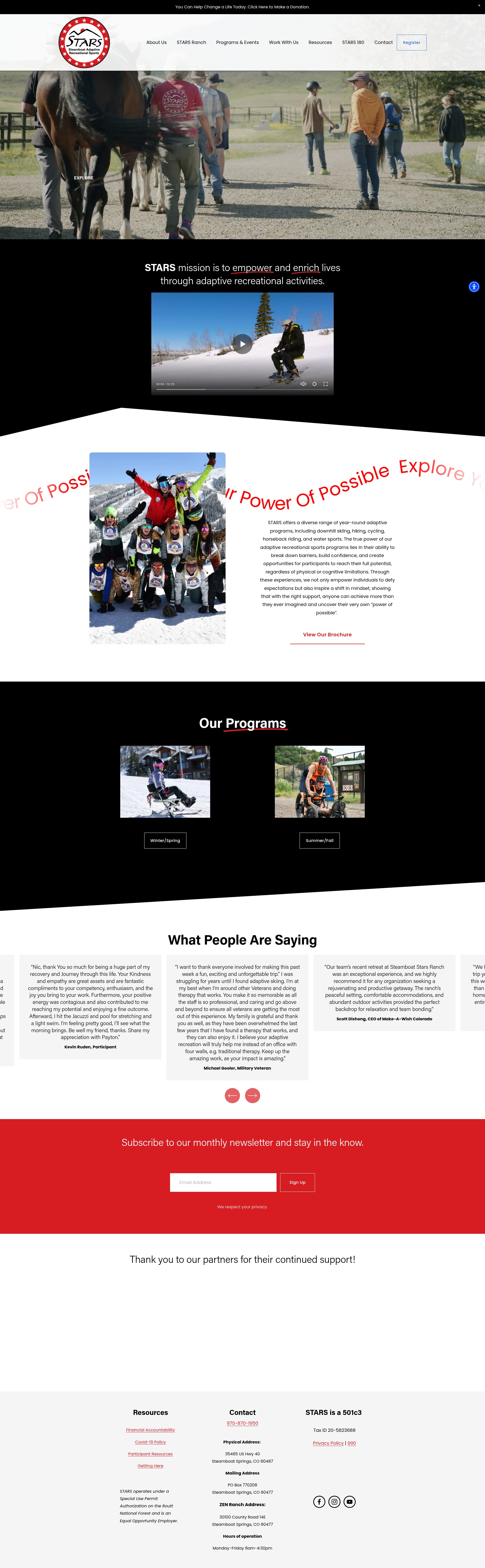 Screenshot of www.steamboatstars.com