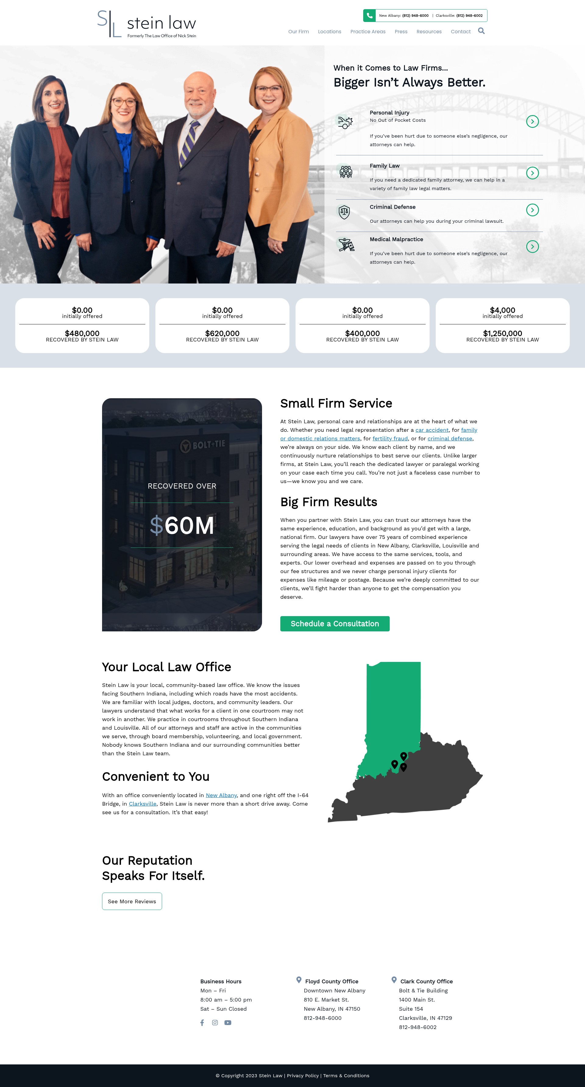 Screenshot of www.steinlawoffices.com