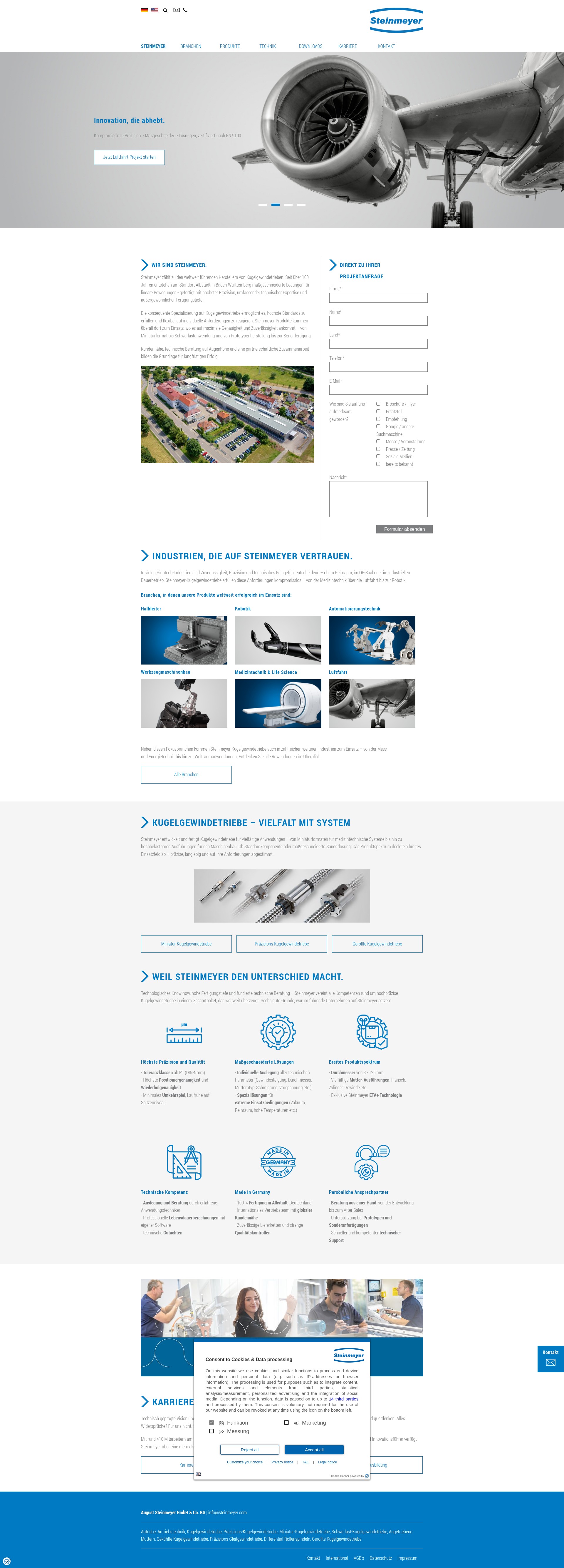 Screenshot of www.steinmeyer.com