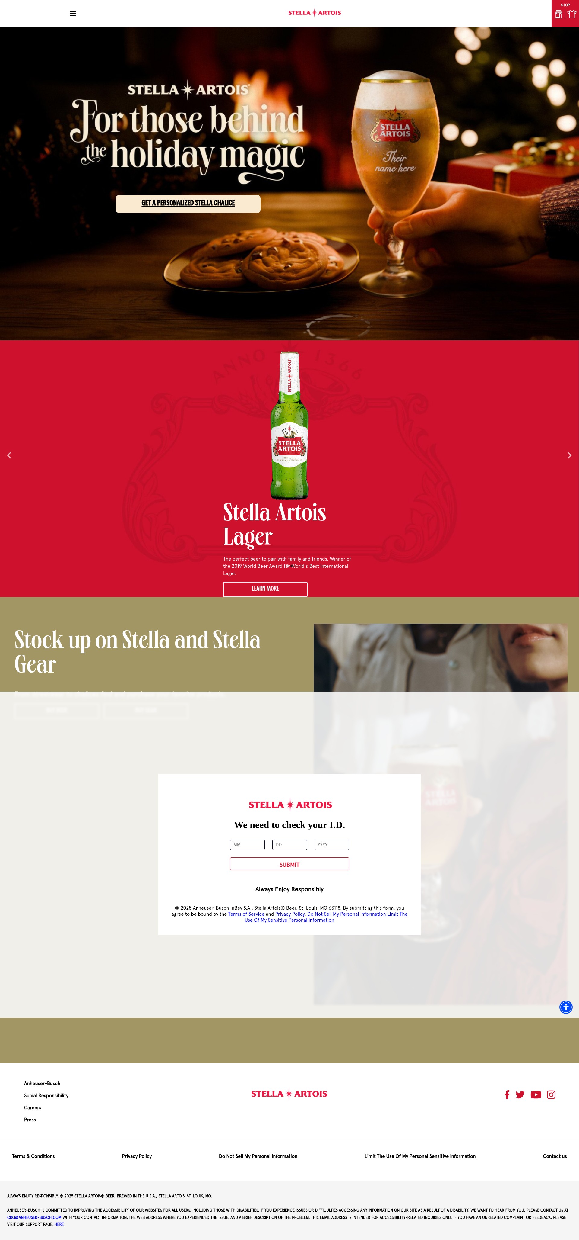 Screenshot of www.stellaartois.com