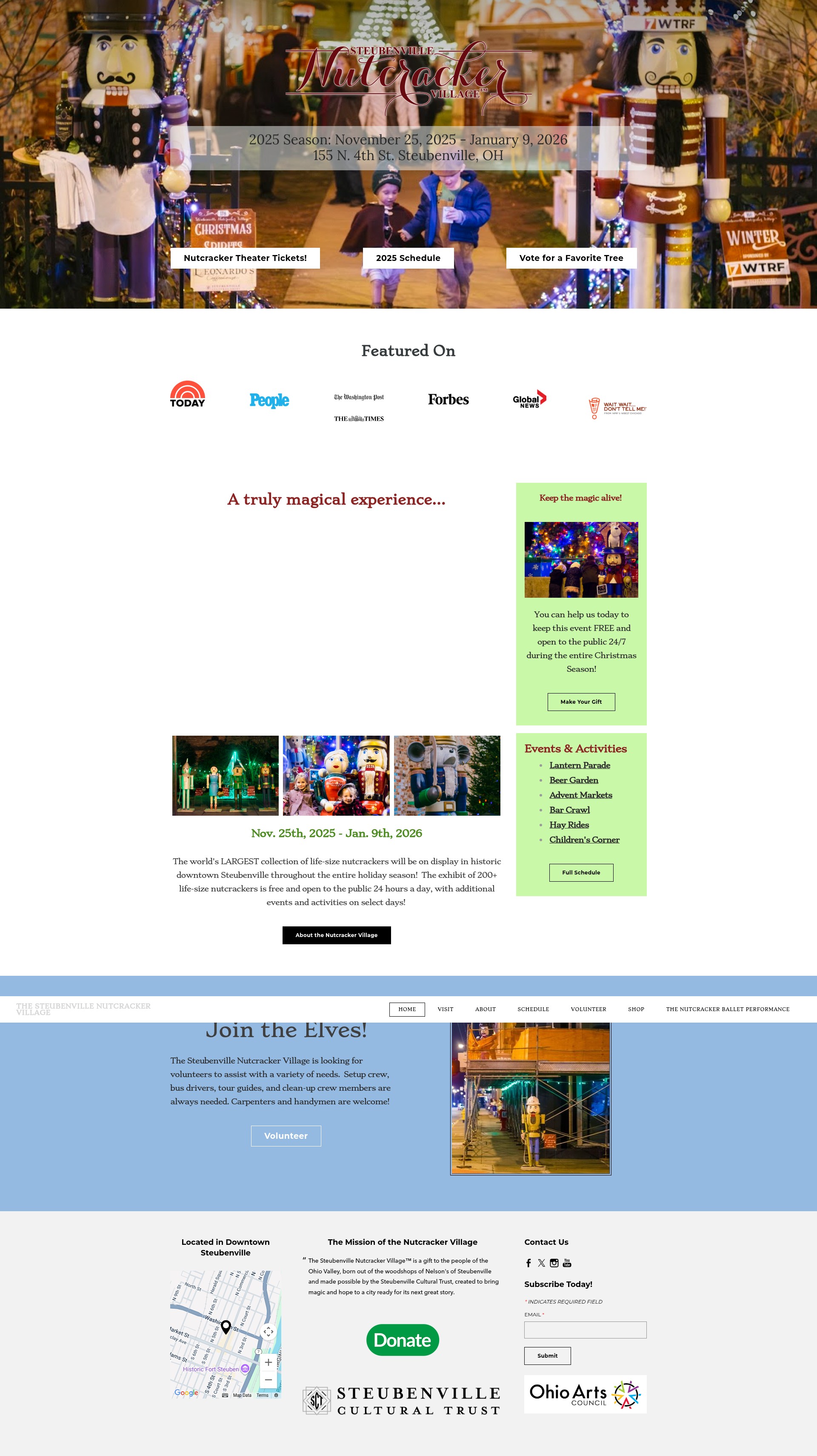 Screenshot of www.steubenvillenutcrackervillage.com