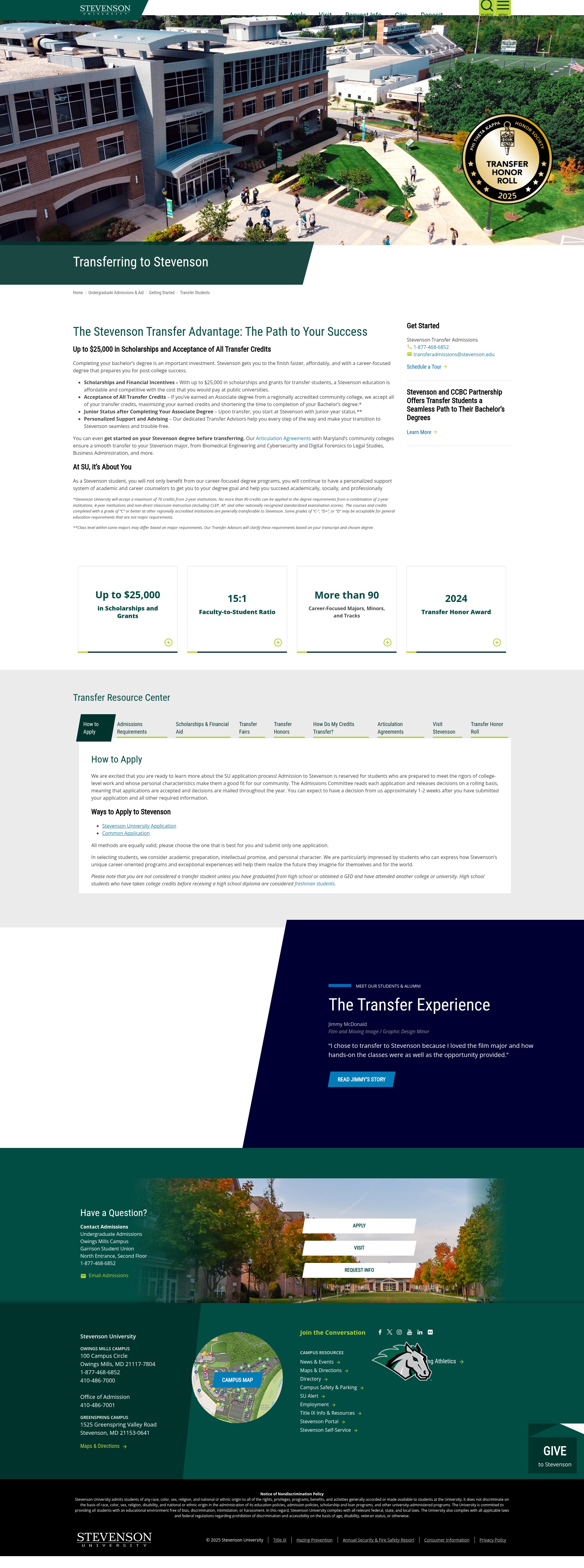 Screenshot of www.stevenson.edu