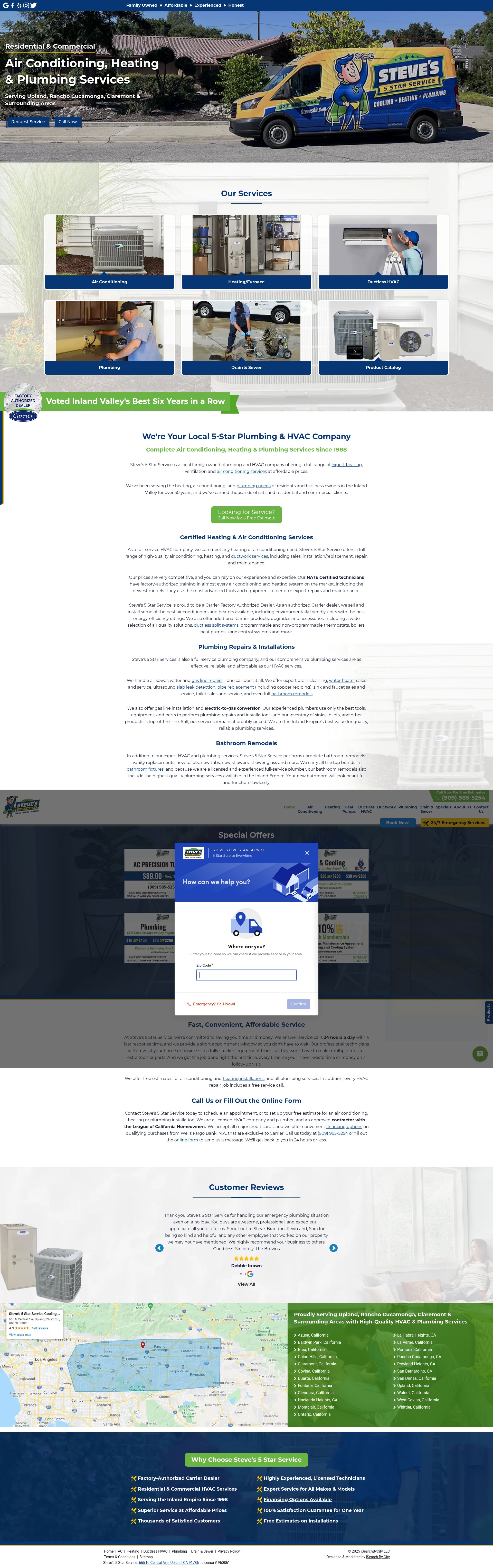 Screenshot of www.stevesair.com